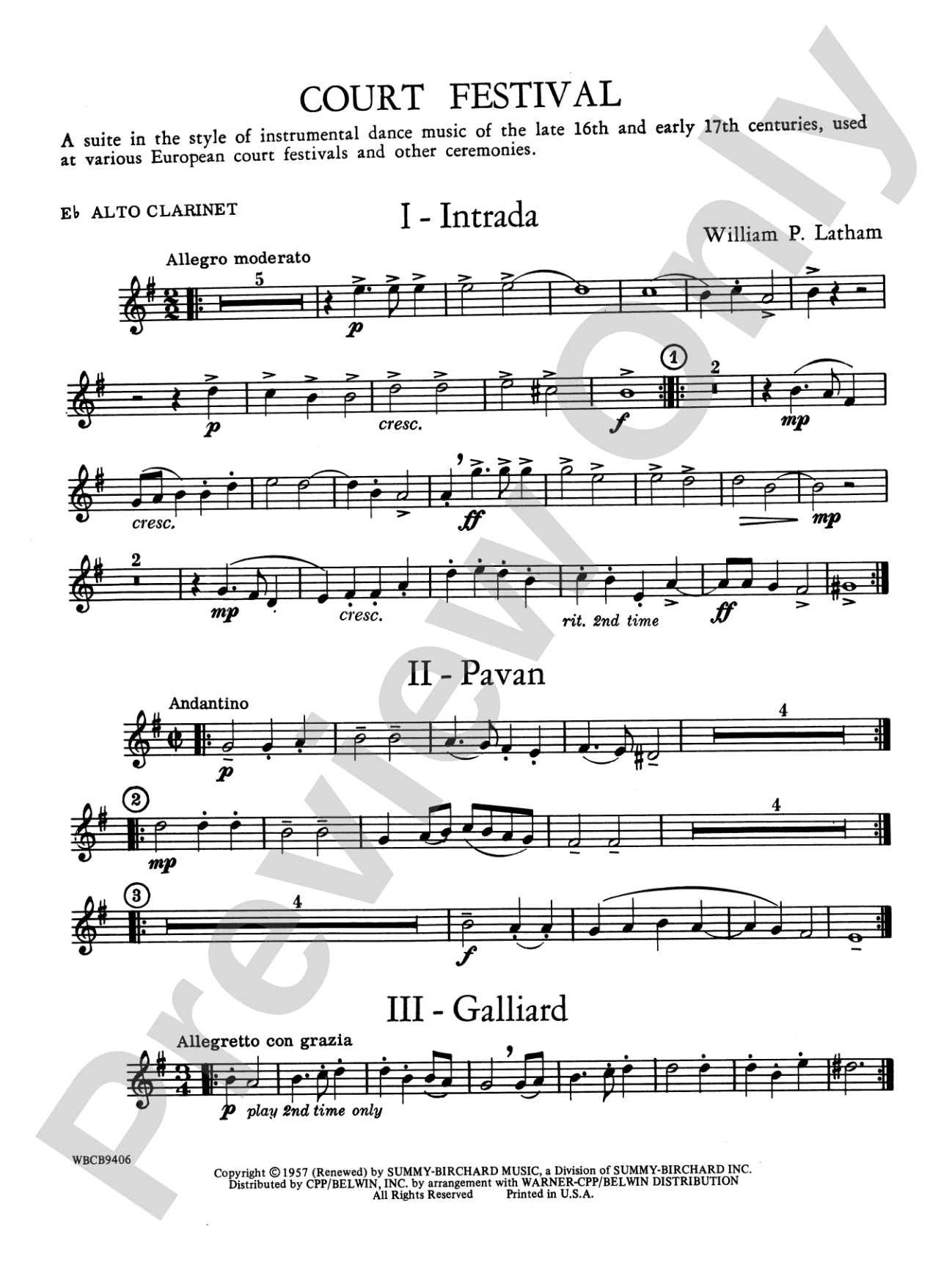 Court Festival (Suite for Concert Band): E-flat Alto Clarinet