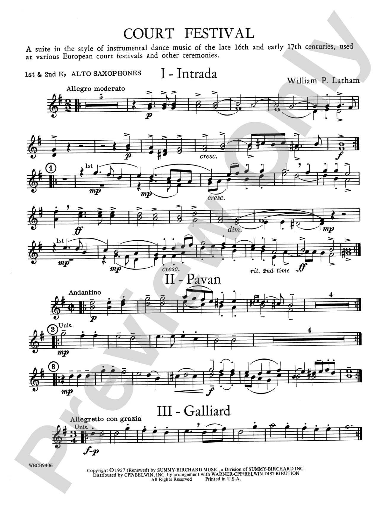 Court Festival (Suite for Concert Band): E-flat Alto Saxophone