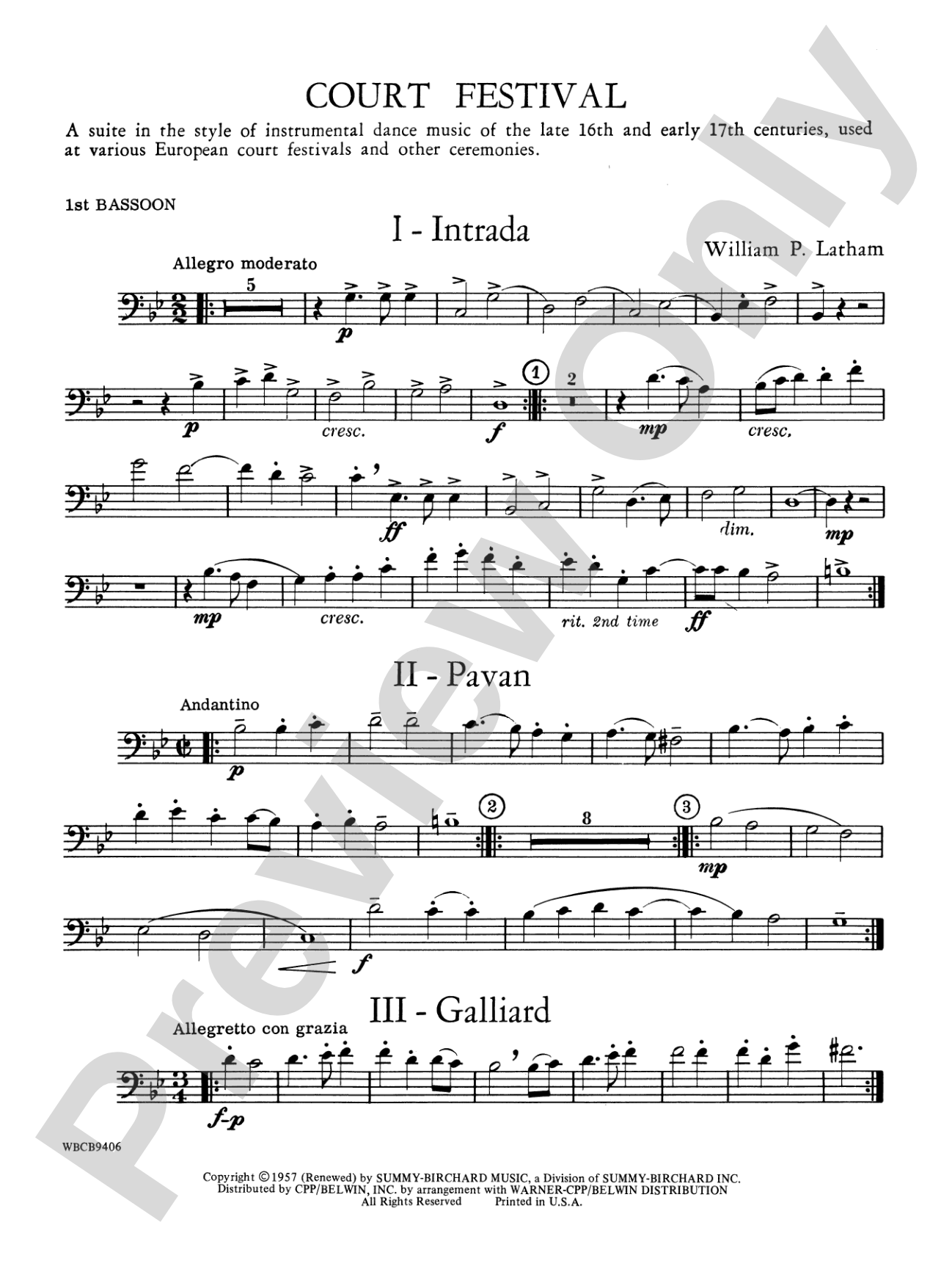 Court Festival (Suite for Concert Band): Bassoon