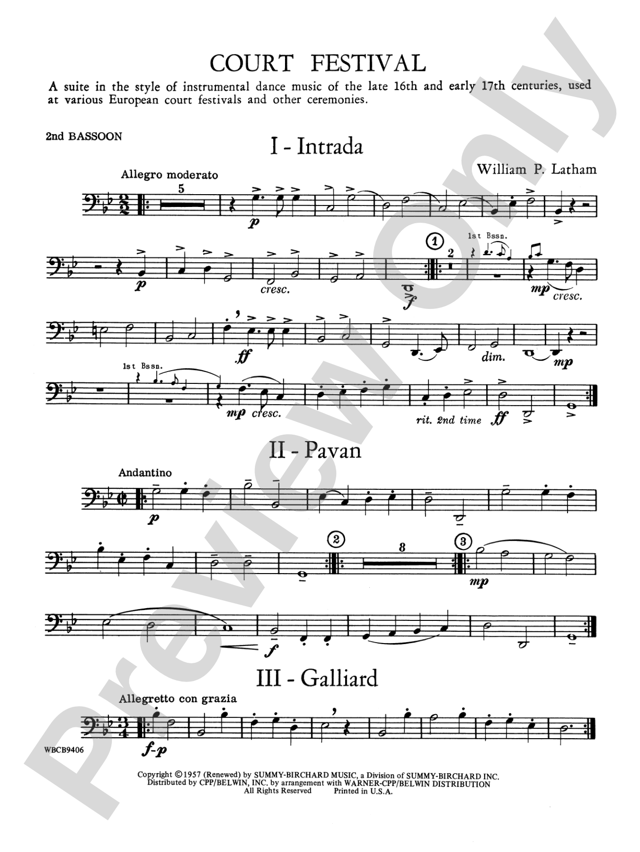 Court Festival (Suite for Concert Band): 2nd Bassoon