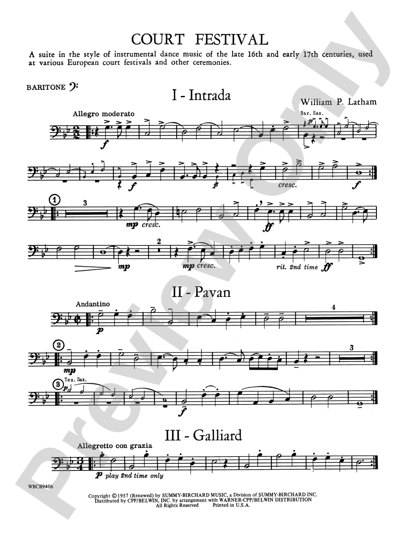 Court Festival (Suite for Concert Band): Baritone B.C.