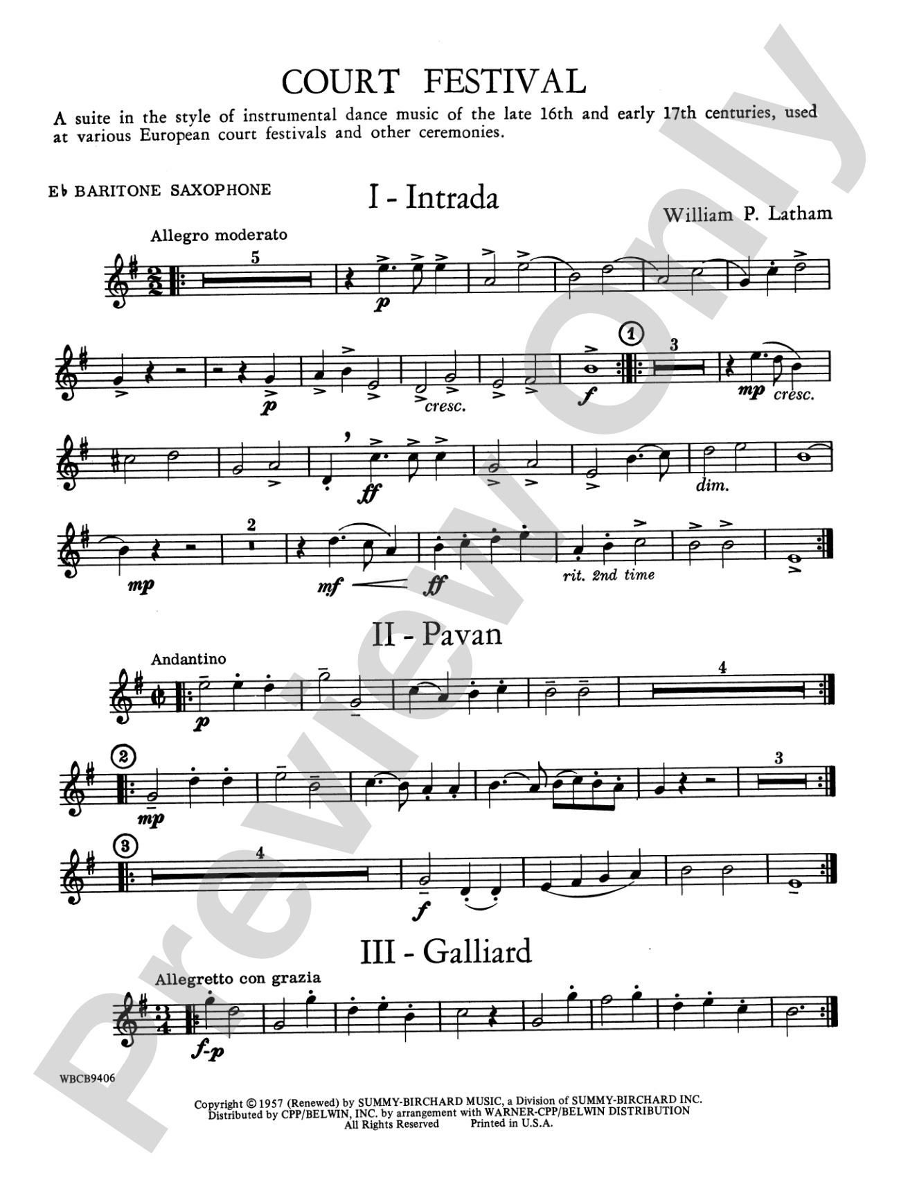 Court Festival (Suite for Concert Band): E-flat Baritone Saxophone