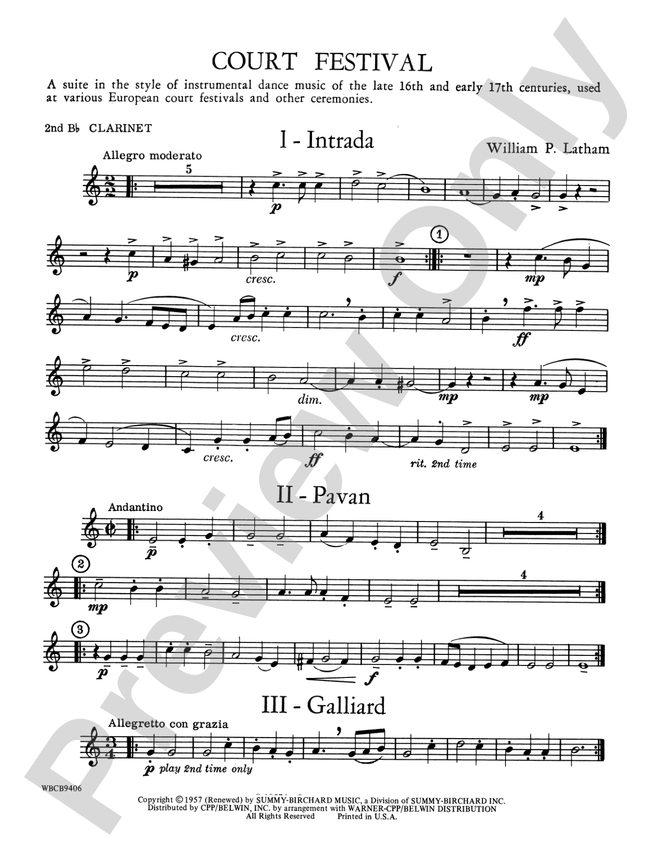 Court Festival (Suite for Concert Band): 2nd B-flat Clarinet