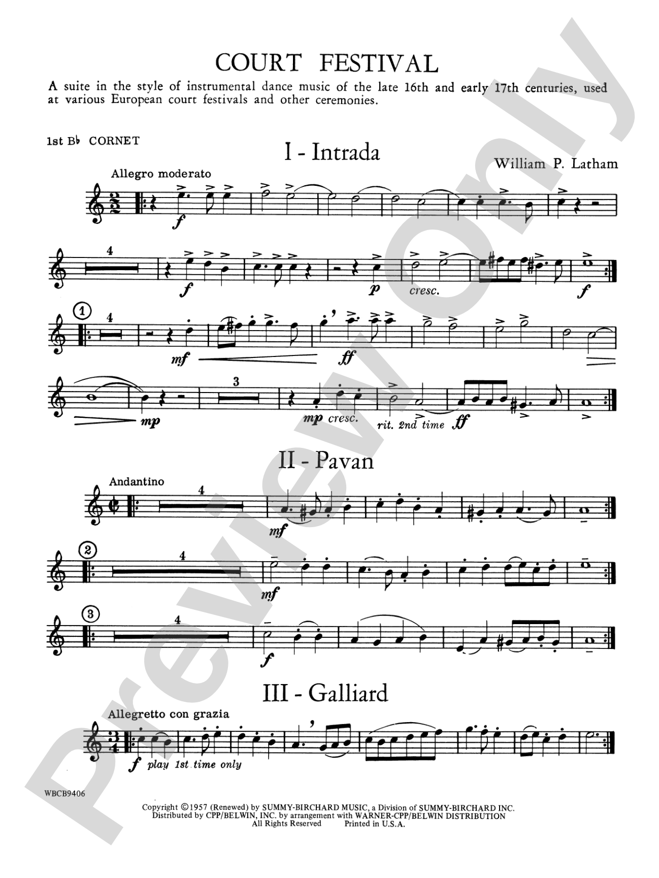 Court Festival (Suite for Concert Band): 1st B-flat Cornet