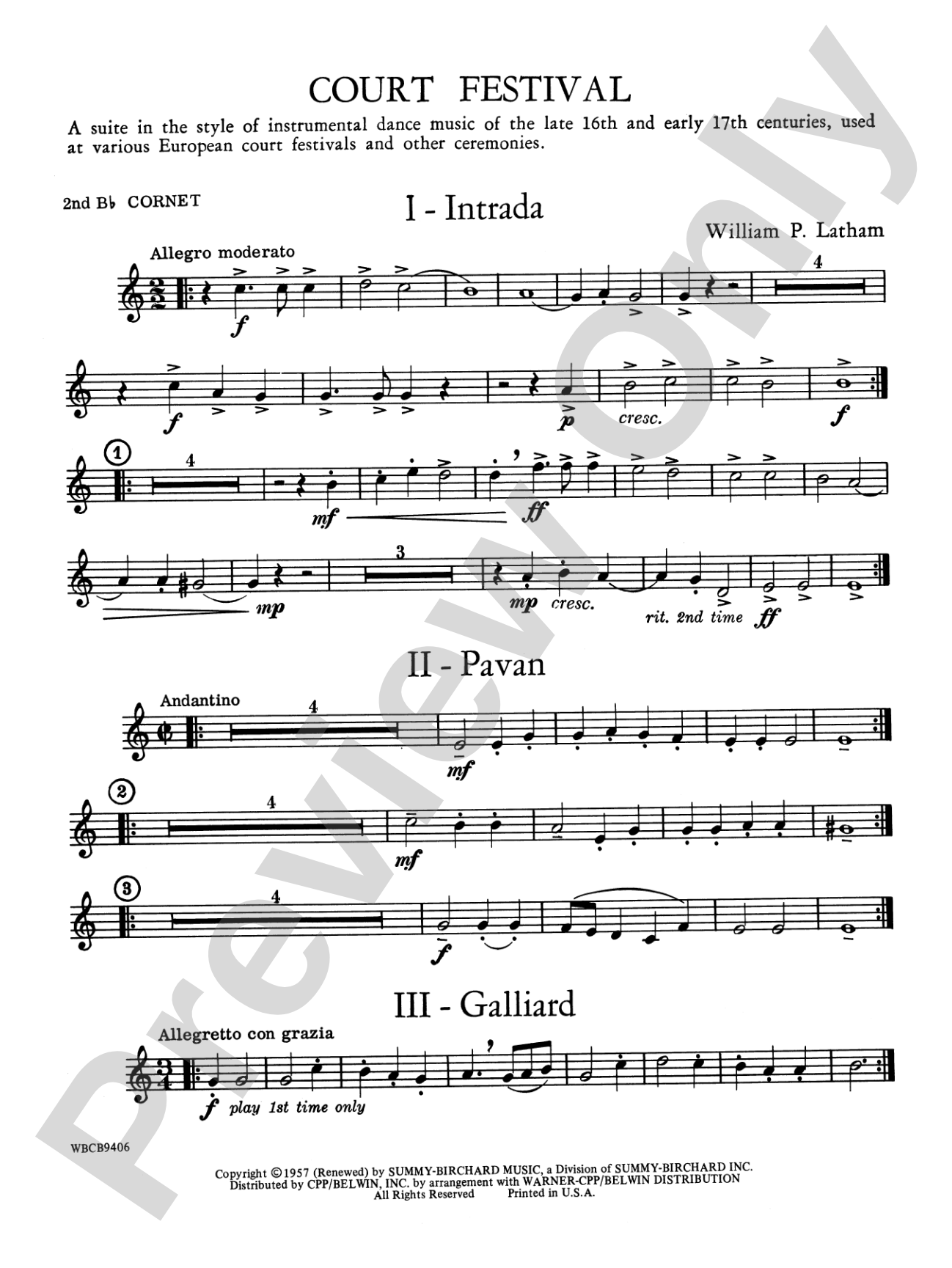 Court Festival (Suite for Concert Band): 2nd B-flat Cornet