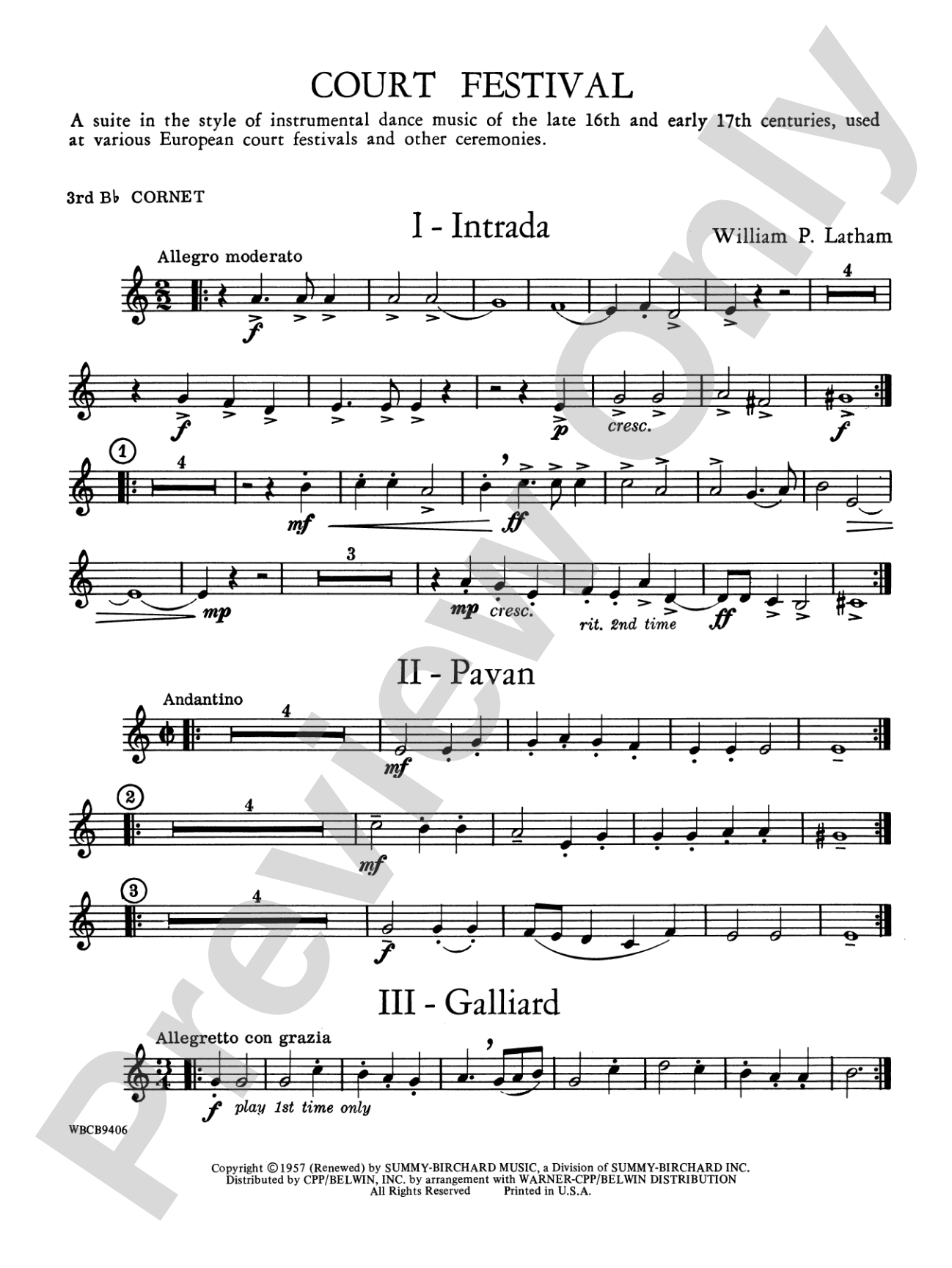 Court Festival (Suite for Concert Band): 3rd B-flat Cornet