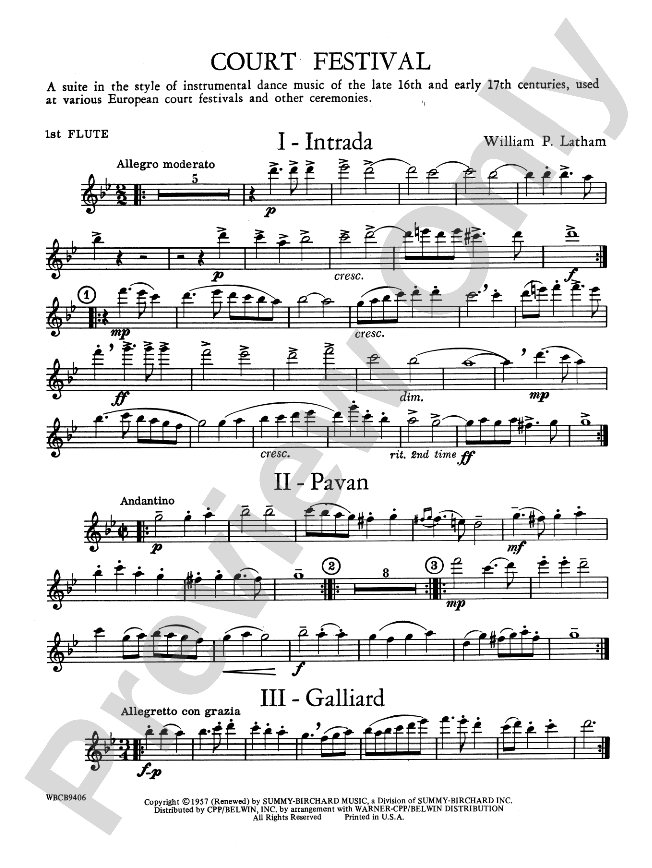 Court Festival (Suite for Concert Band): Flute