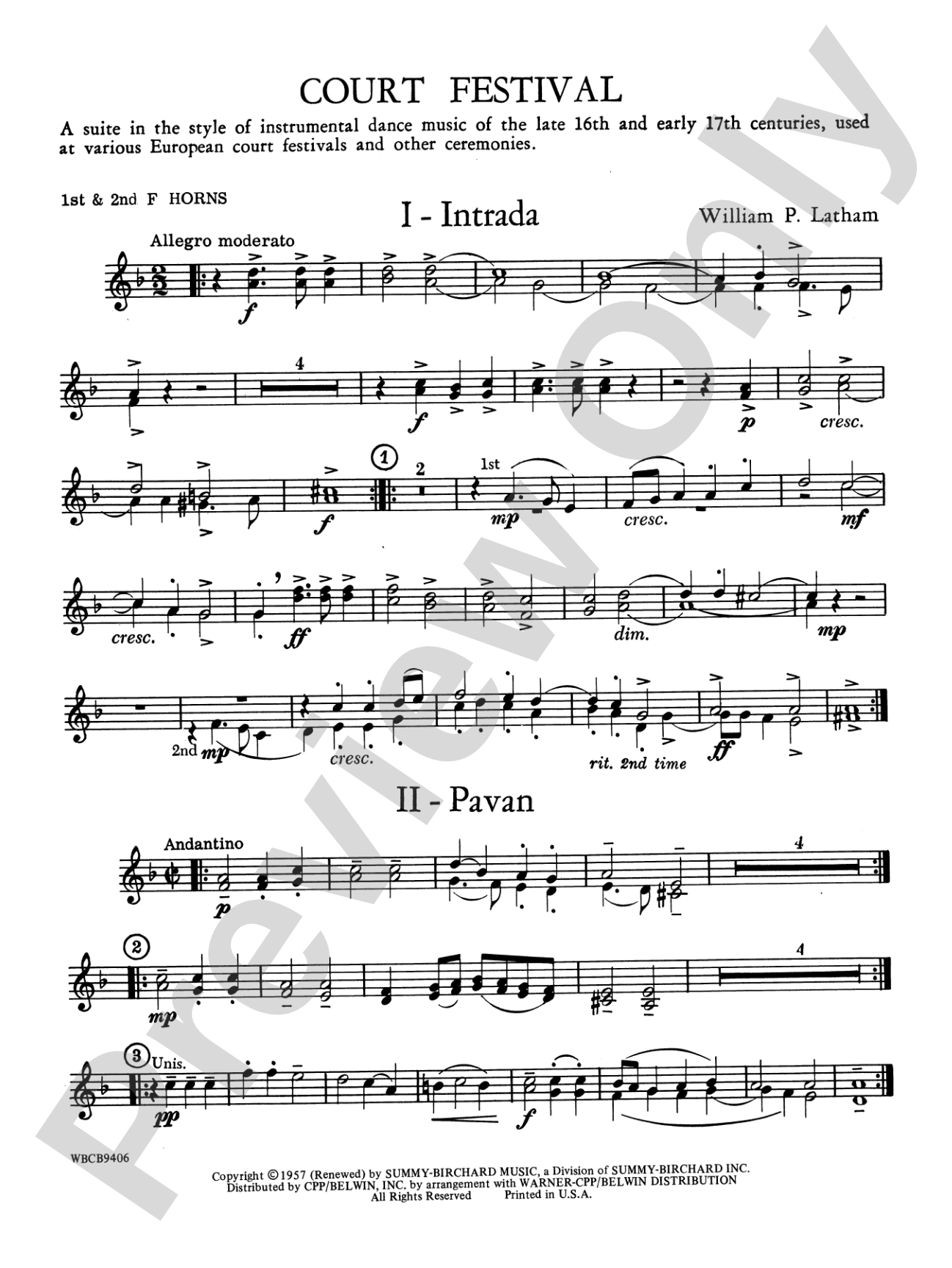 Court Festival (Suite for Concert Band): 1st & 2nd F Horns