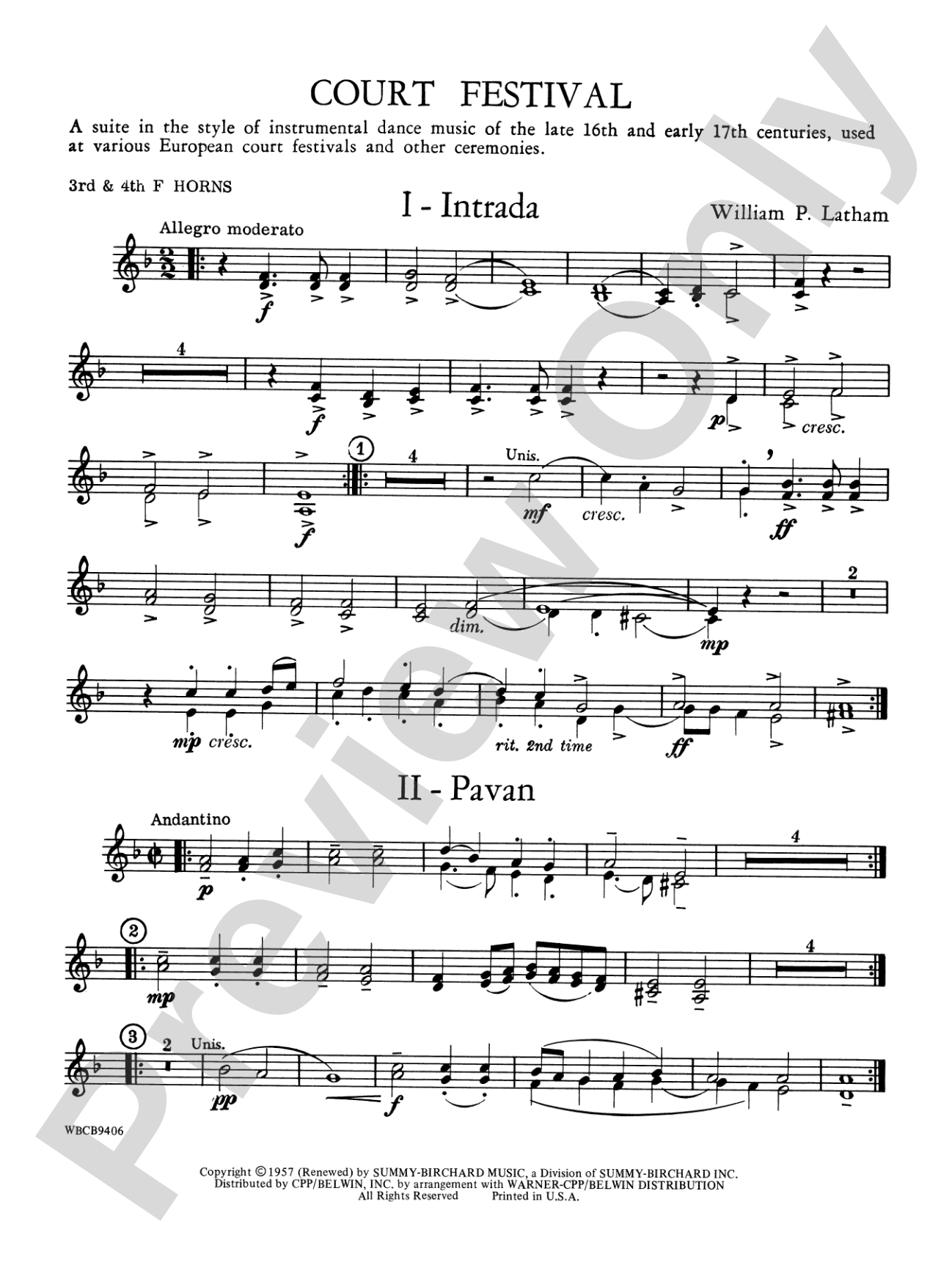 Court Festival (Suite for Concert Band): 3rd & 4th F Horns