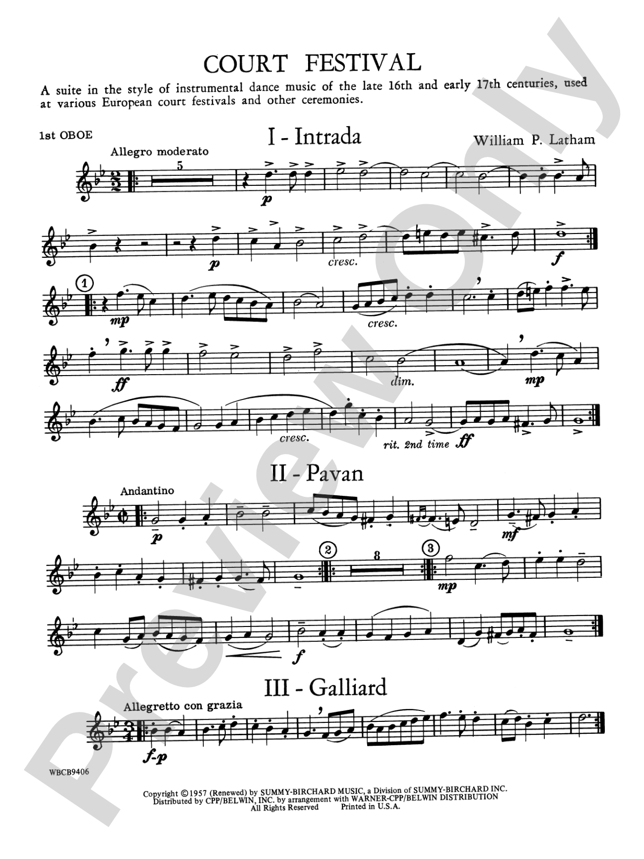 Court Festival (Suite for Concert Band): Oboe