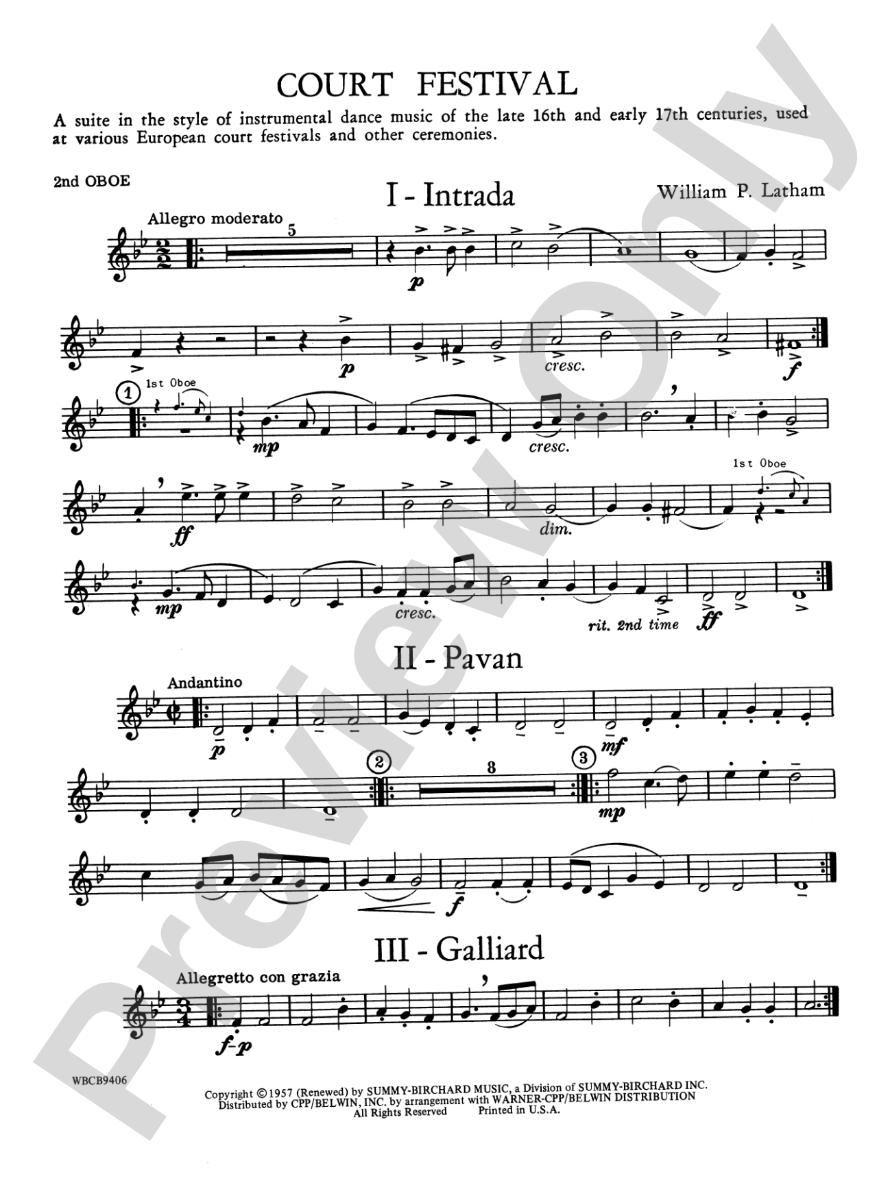 Court Festival (Suite for Concert Band): 2nd Oboe