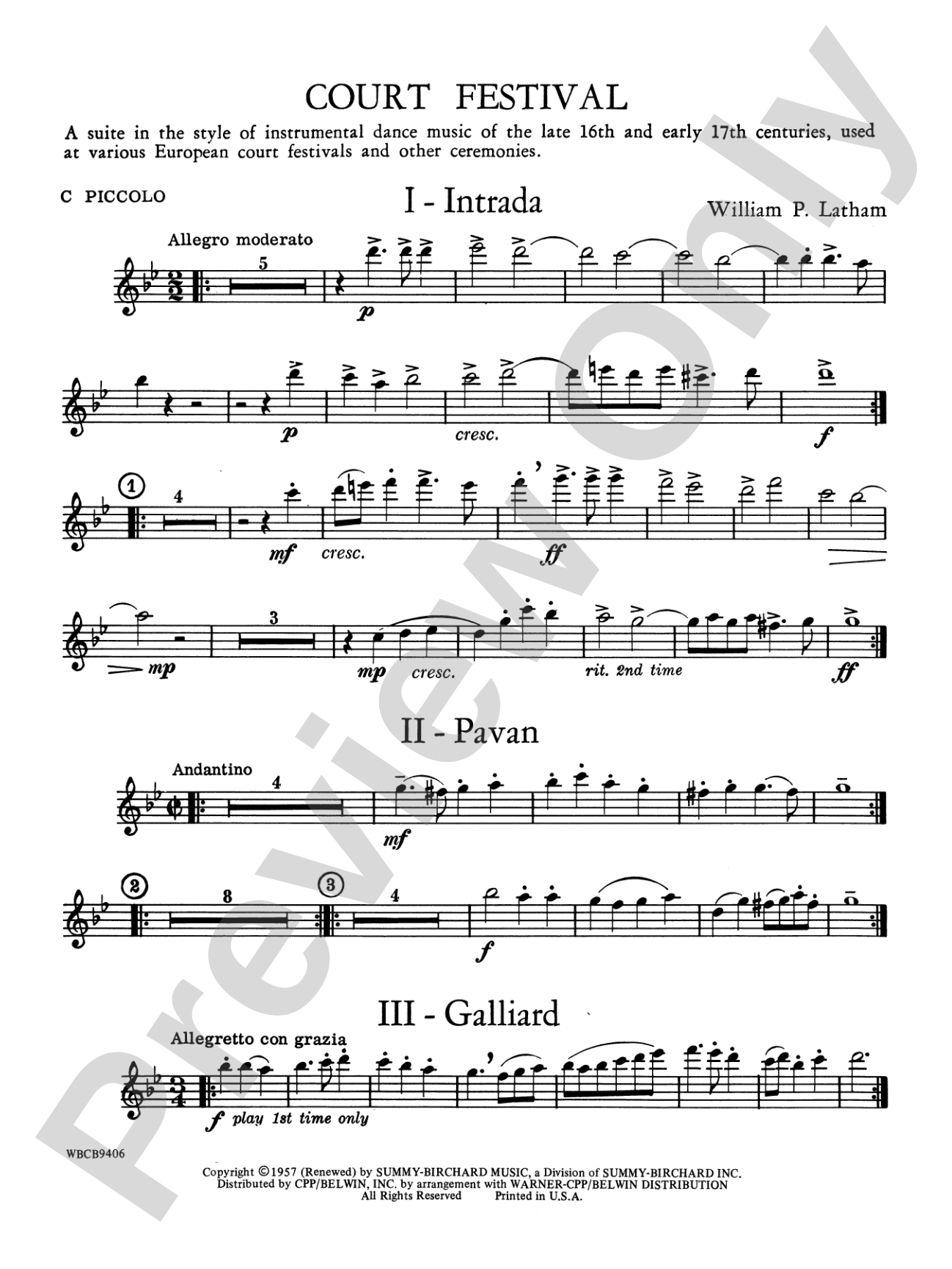 Court Festival (Suite for Concert Band): Piccolo
