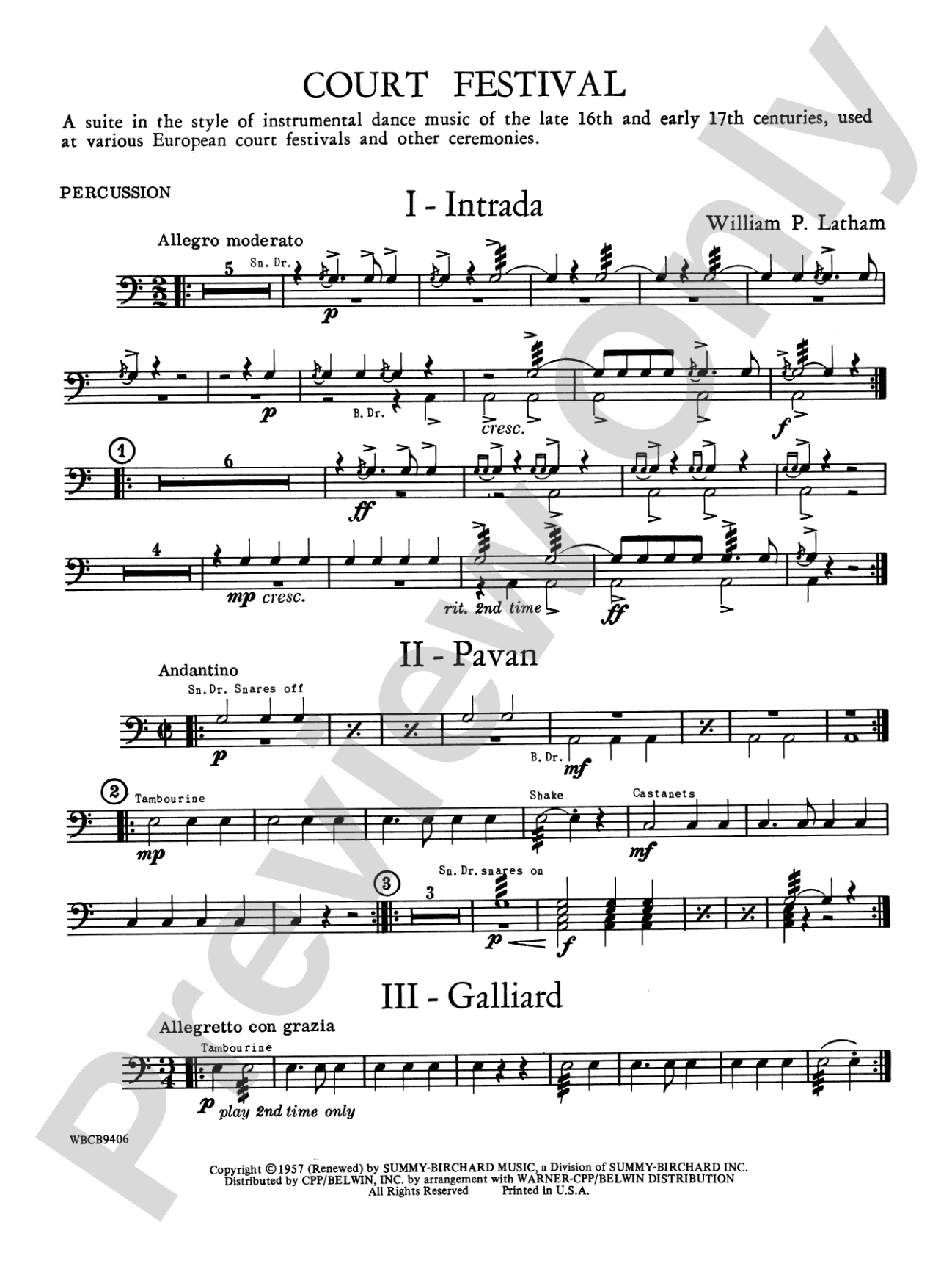 Court Festival (Suite for Concert Band): 1st Percussion