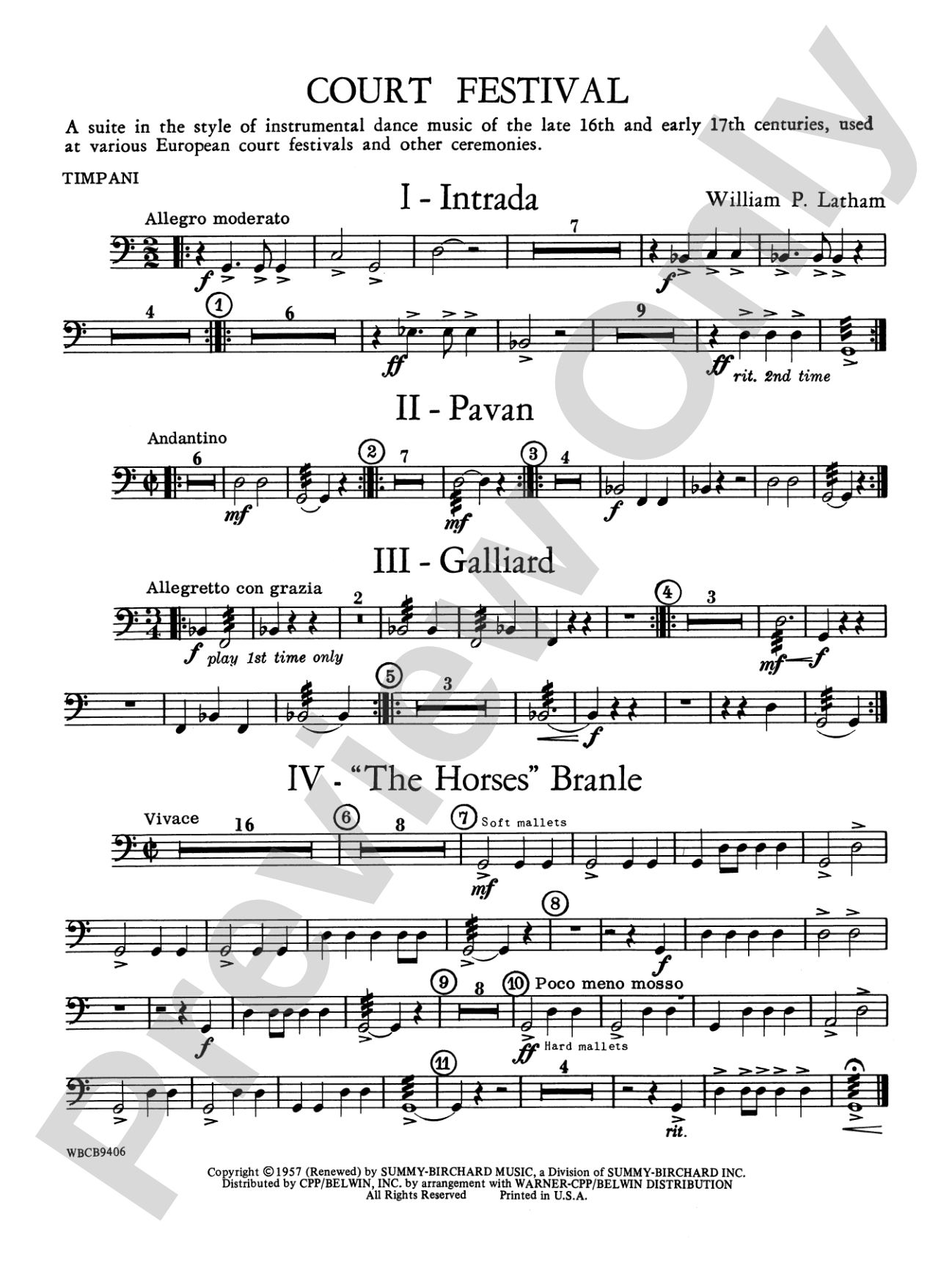Court Festival (Suite for Concert Band): Timpani