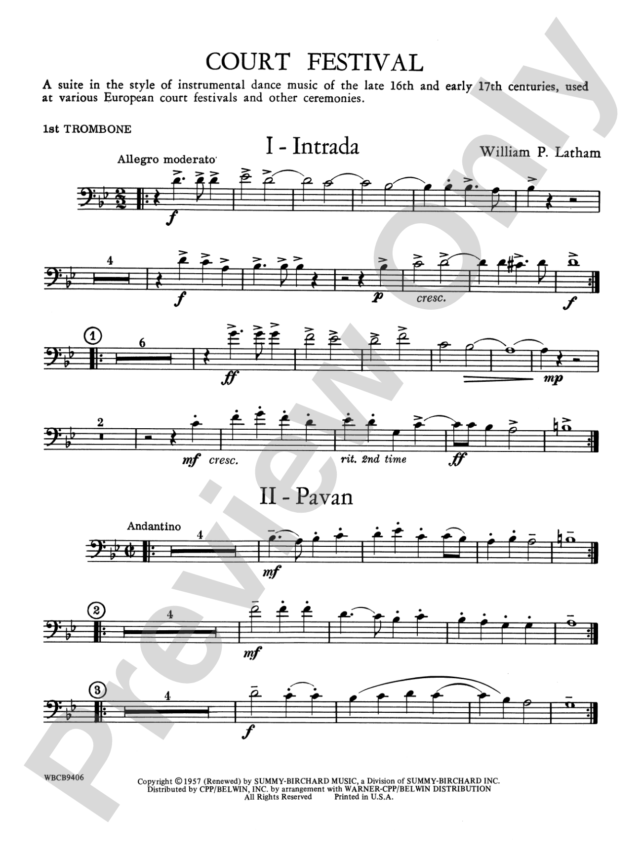Court Festival (Suite for Concert Band): 1st Trombone