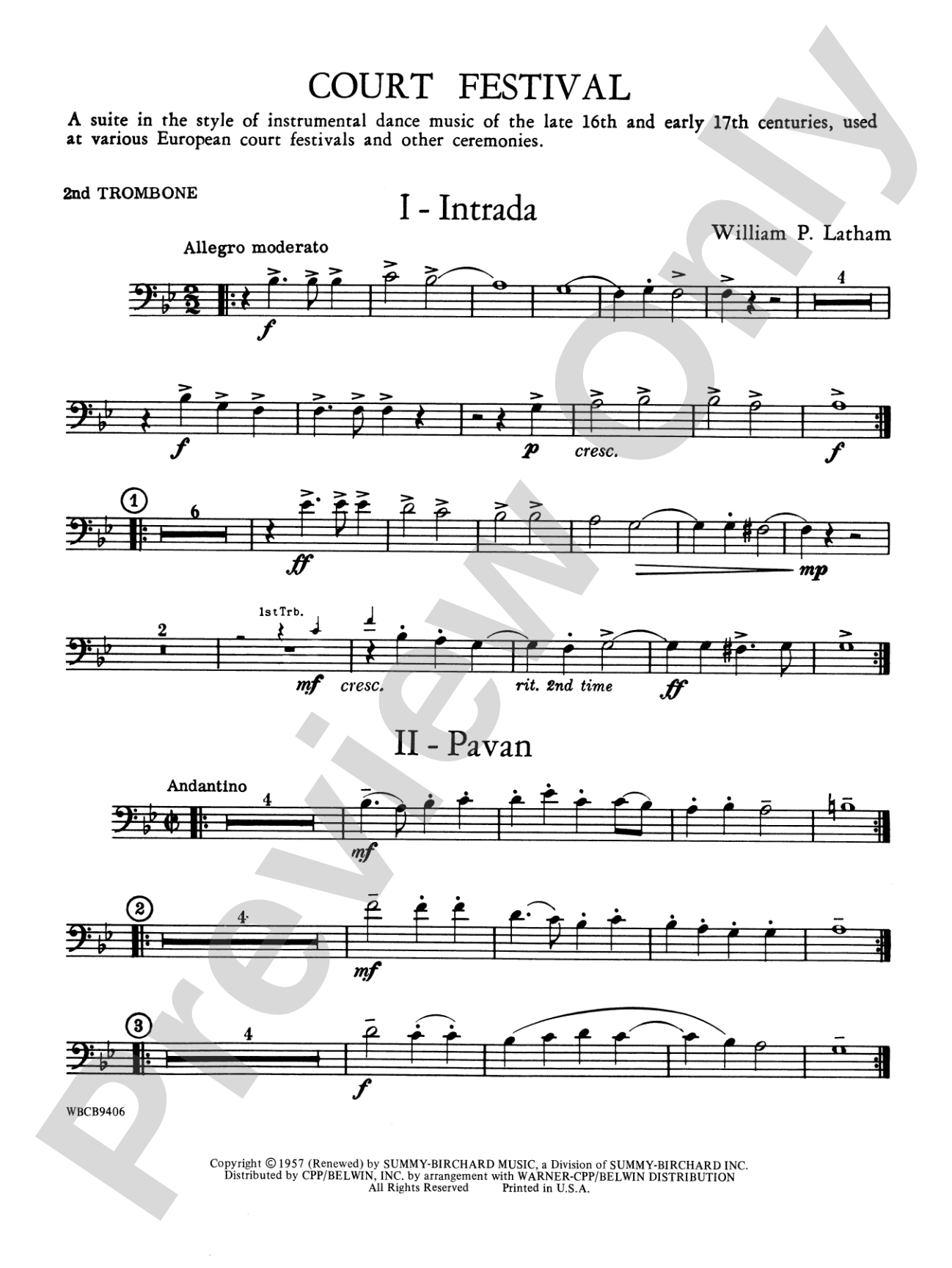 Court Festival (Suite for Concert Band): 2nd Trombone