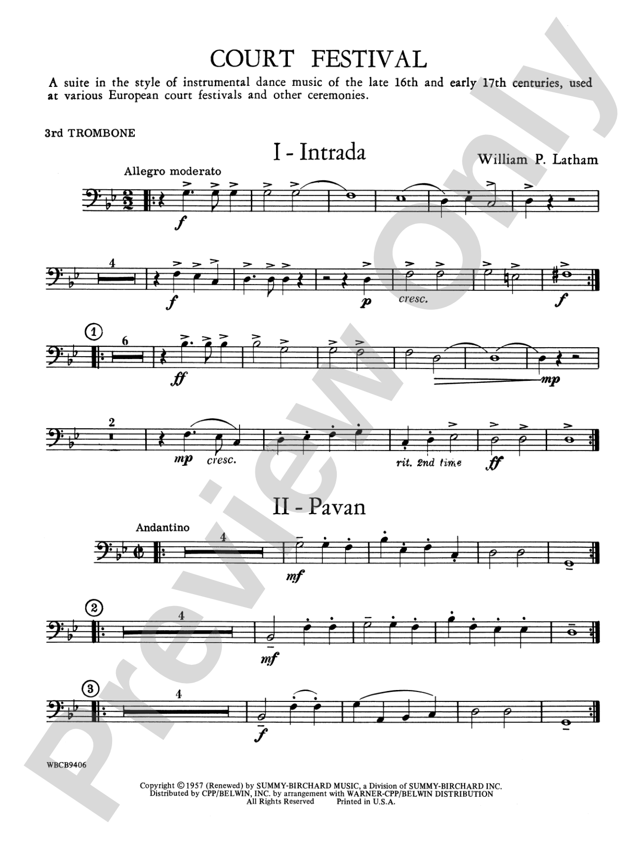 Court Festival (Suite for Concert Band): 3rd Trombone