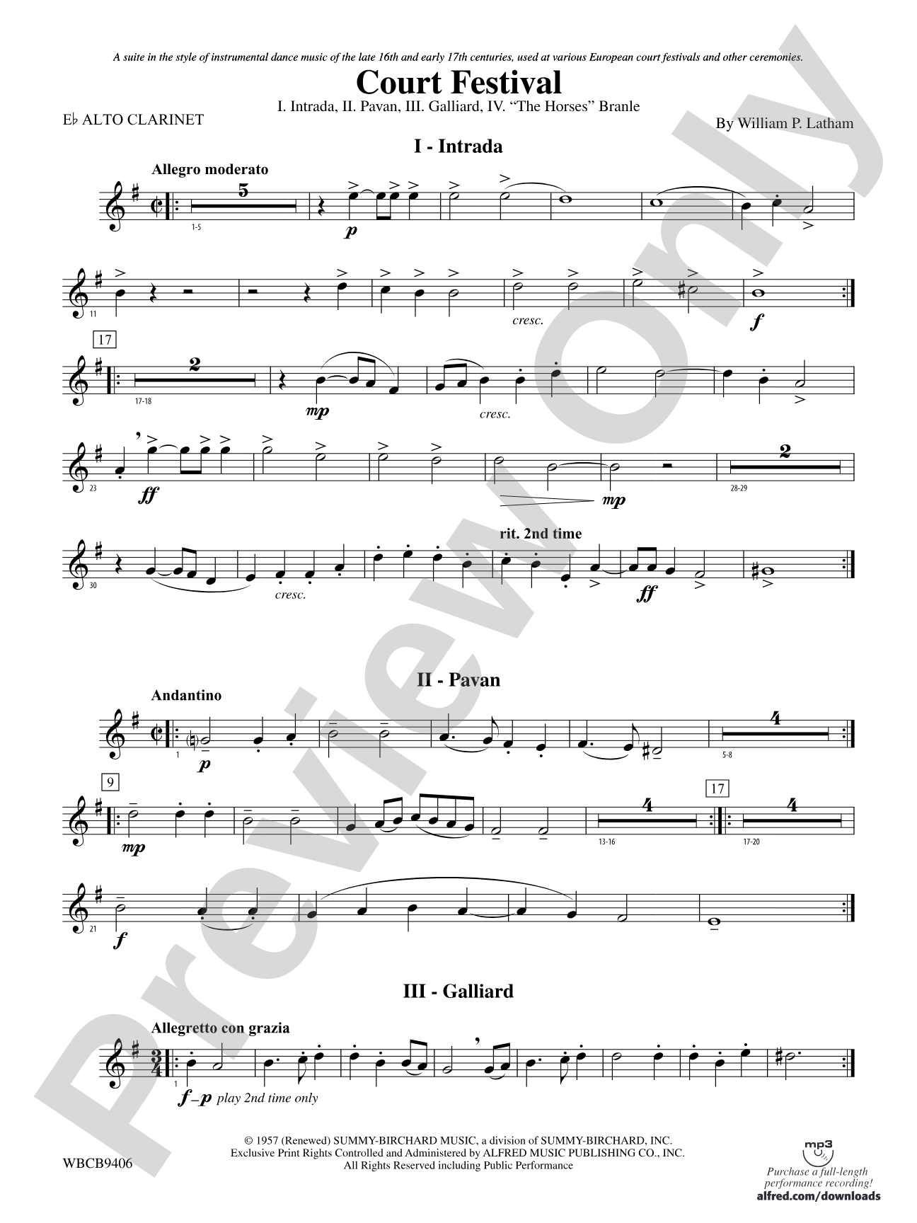 Court Festival (Suite for Concert Band): (wp) E-flat Alto Clarinet