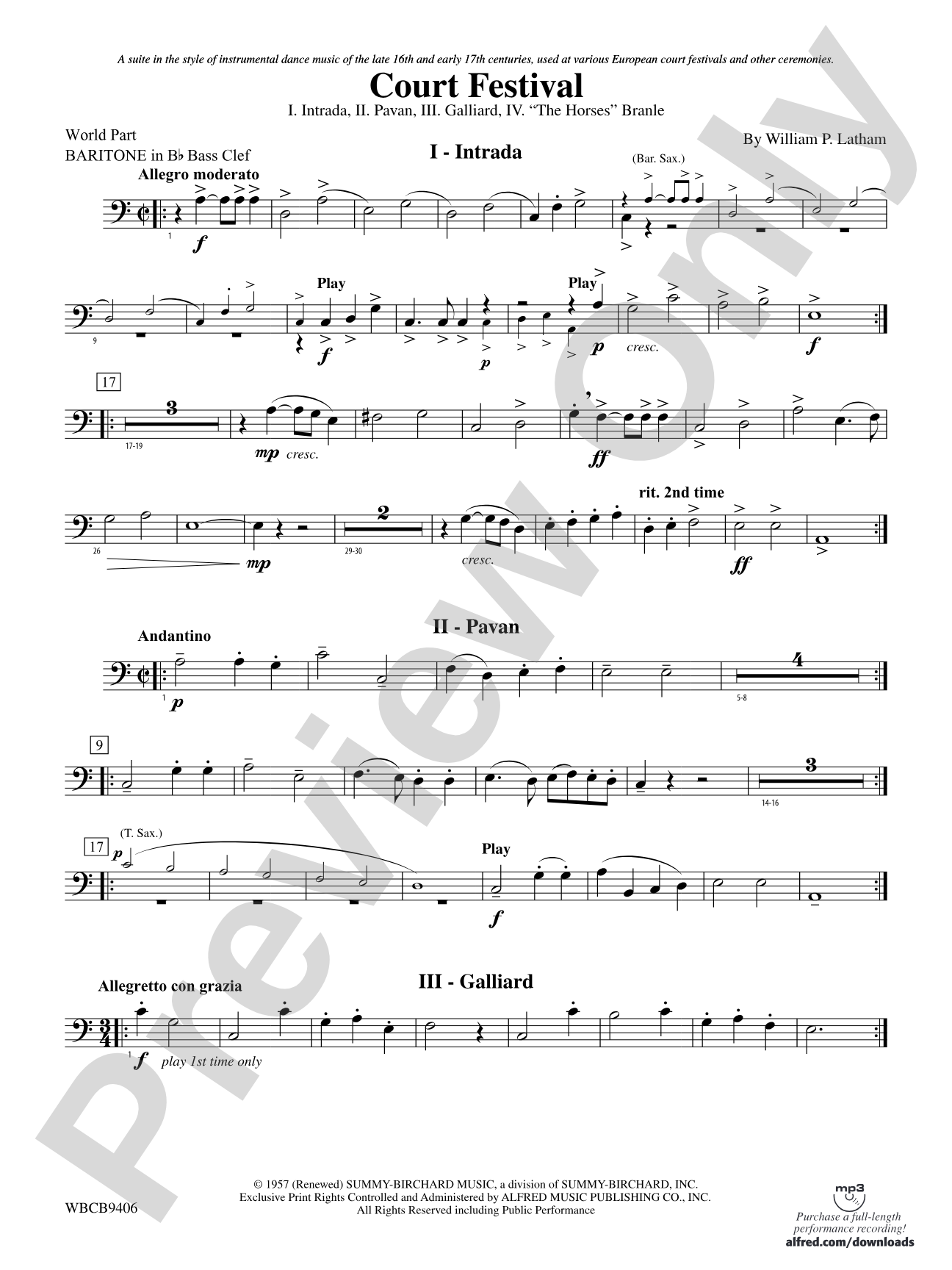 Court Festival (Suite for Concert Band): (wp) B-flat Baritone B.C.