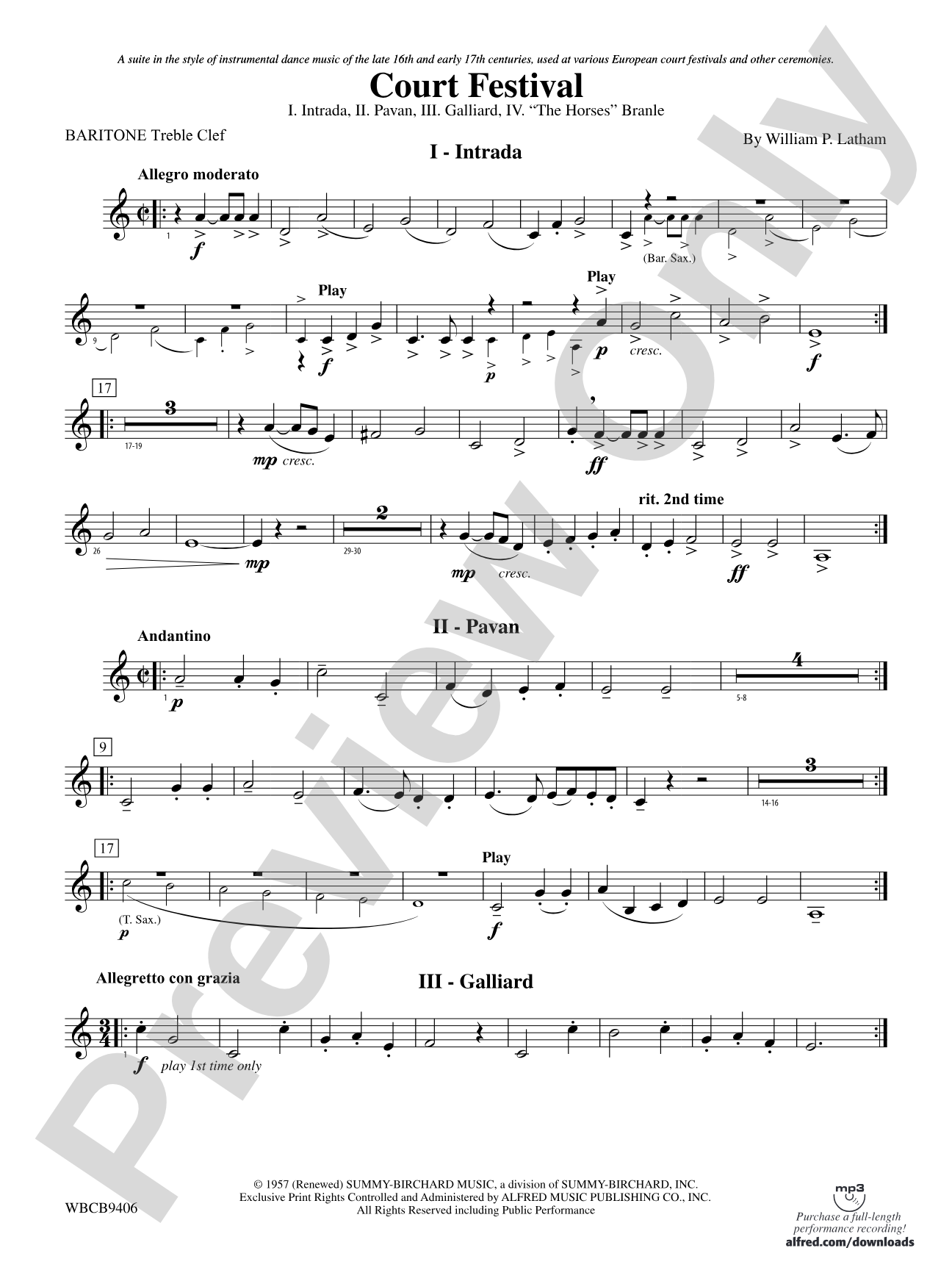 Court Festival (Suite for Concert Band): (wp) Baritone T.C.