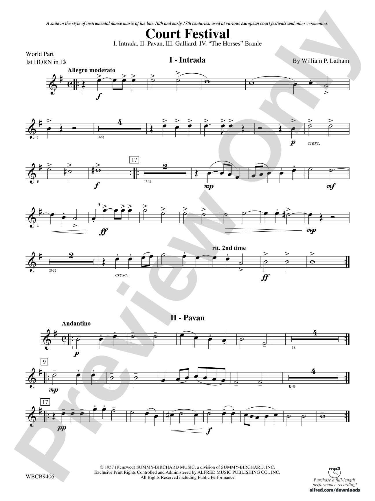Court Festival (Suite for Concert Band): (wp) 1st Horn in E-flat