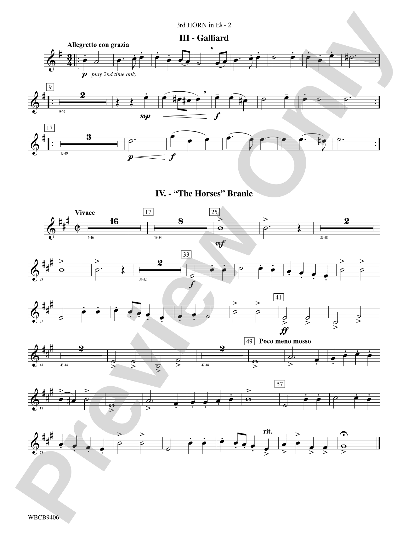 Court Festival (Suite for Concert Band): (wp) 3rd Horn in E-flat