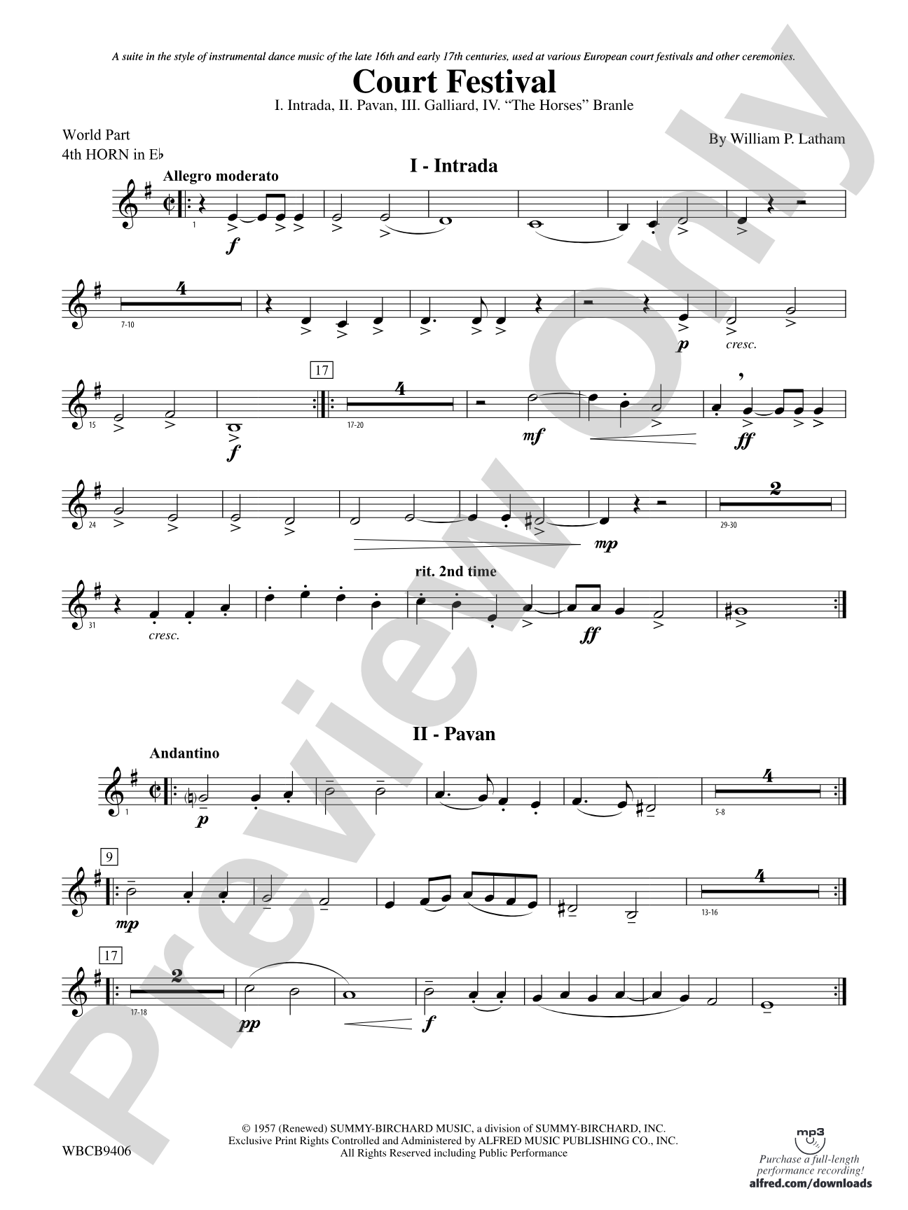 Court Festival (Suite for Concert Band): (wp) 4th Horn in E-flat