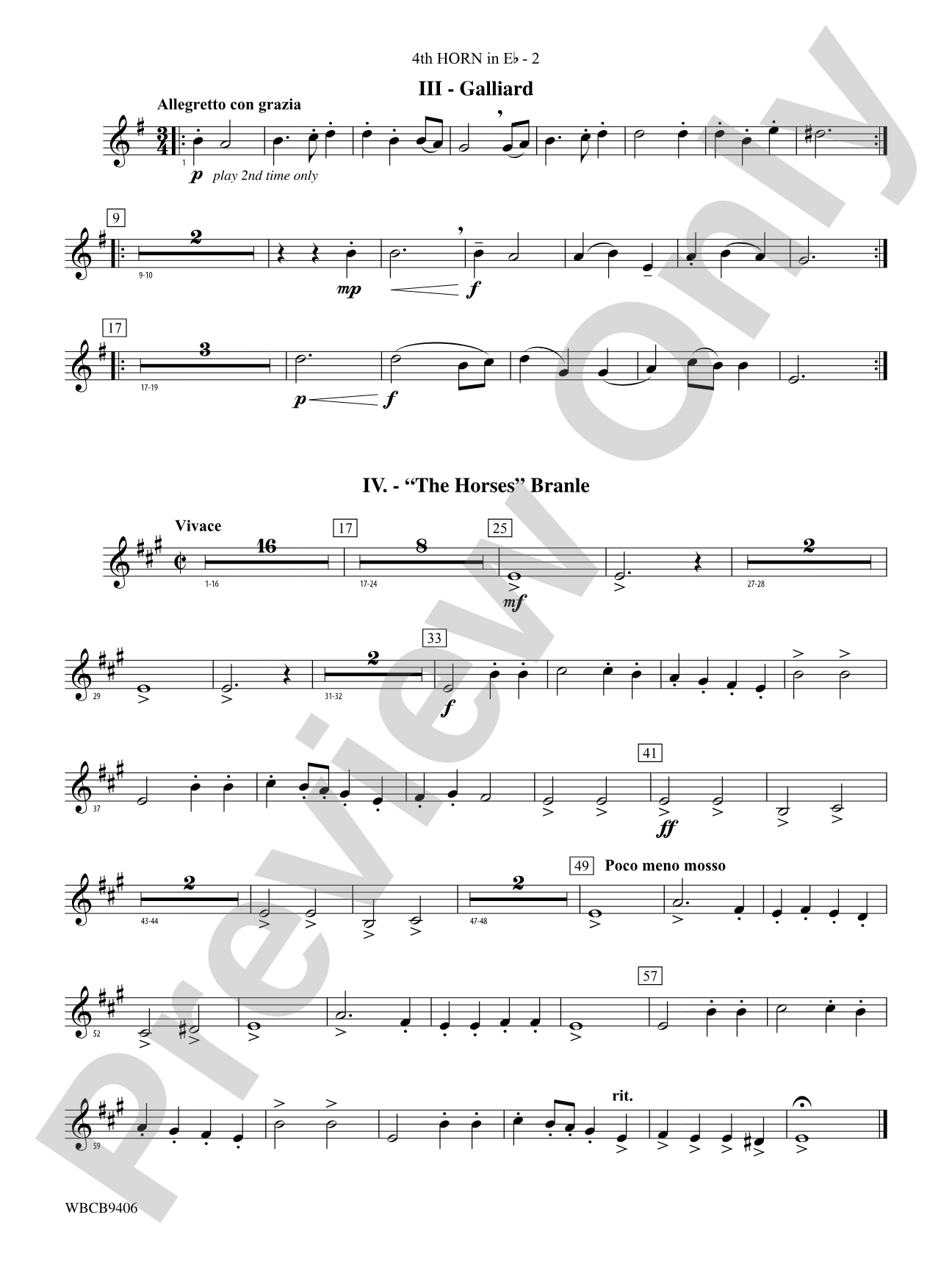 Court Festival (Suite for Concert Band): (wp) 4th Horn in E-flat