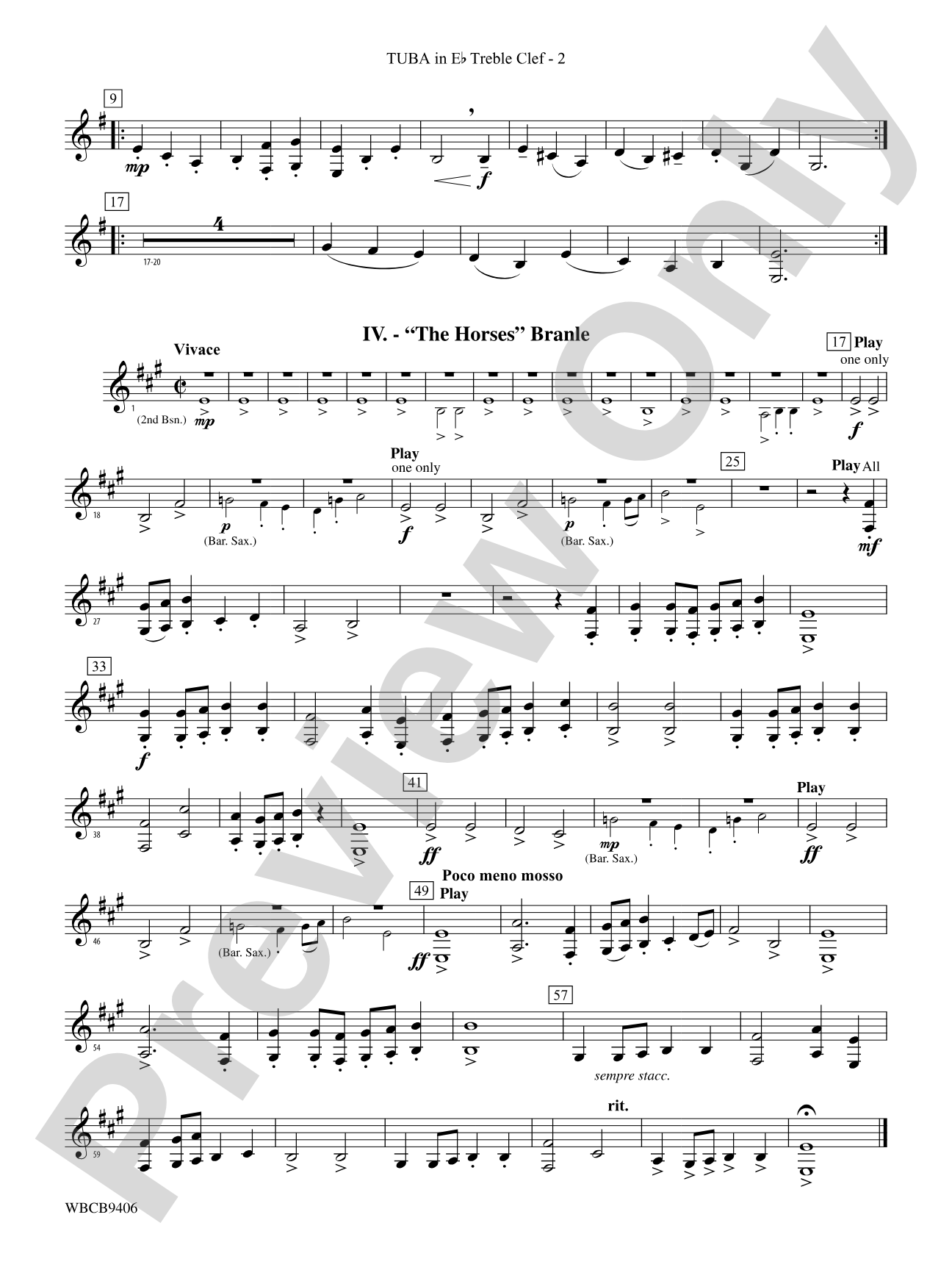 Court Festival (Suite for Concert Band): (wp) E-flat Tuba T.C.