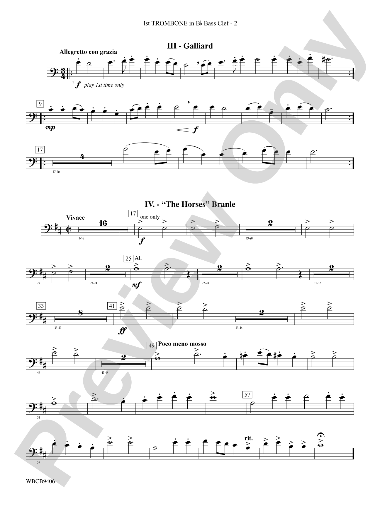 Court Festival (Suite for Concert Band): (wp) 1st B-flat Trombone B.C.