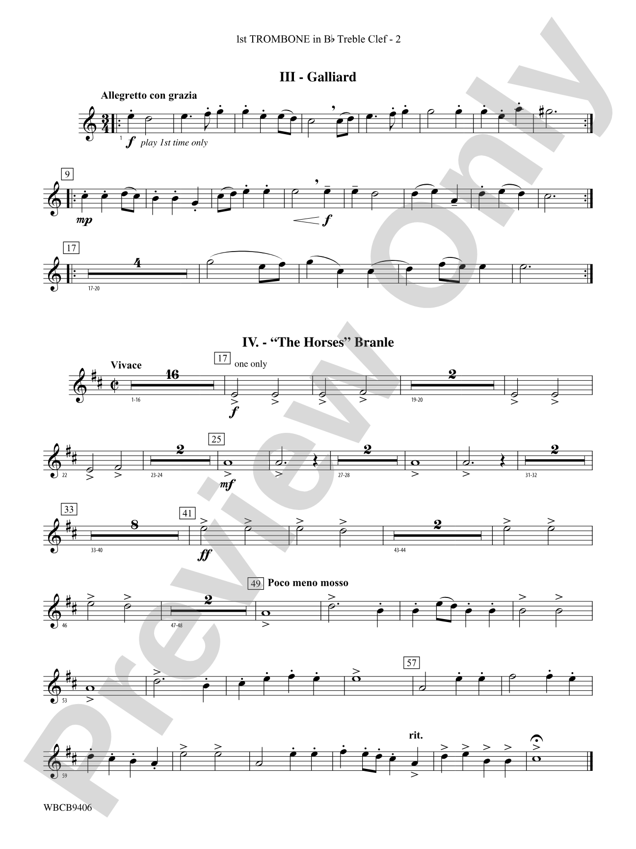Court Festival (Suite for Concert Band): (wp) 1st B-flat Trombone T.C.