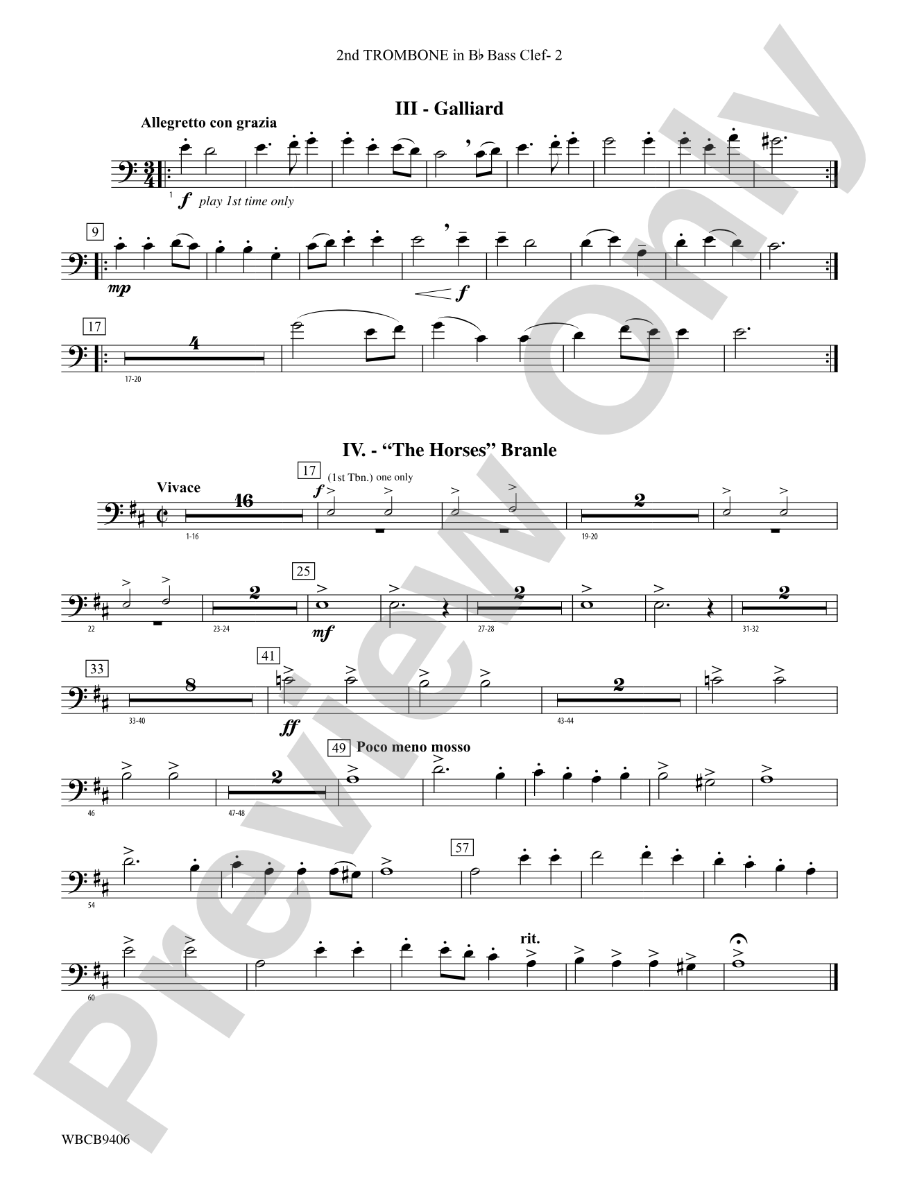 Court Festival (Suite for Concert Band): (wp) 2nd B-flat Trombone B.C.