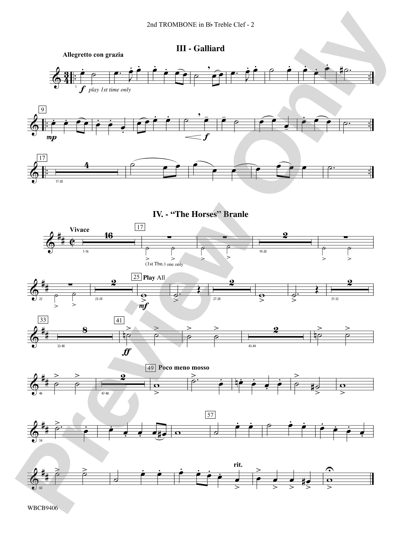 Court Festival (Suite for Concert Band): (wp) 2nd B-flat Trombone T.C.