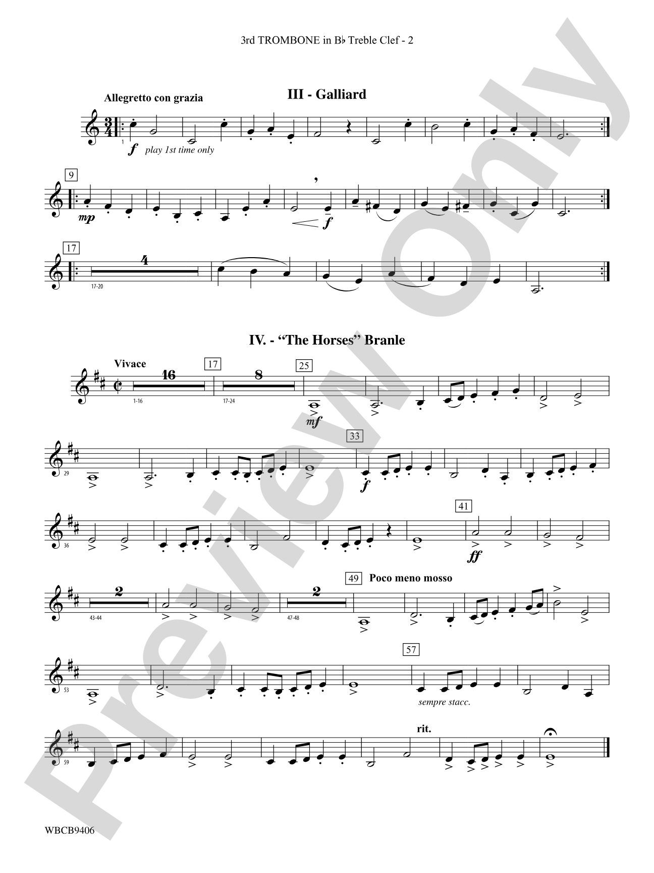 Court Festival (Suite for Concert Band): (wp) 3rd B-flat Trombone T.C.