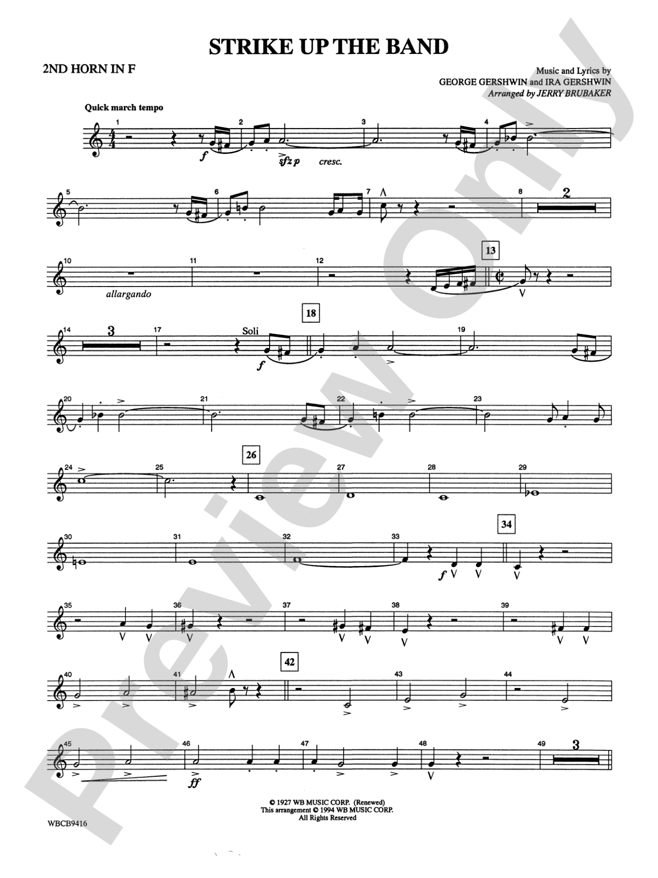 Strike Up the Band: 2nd F Horn