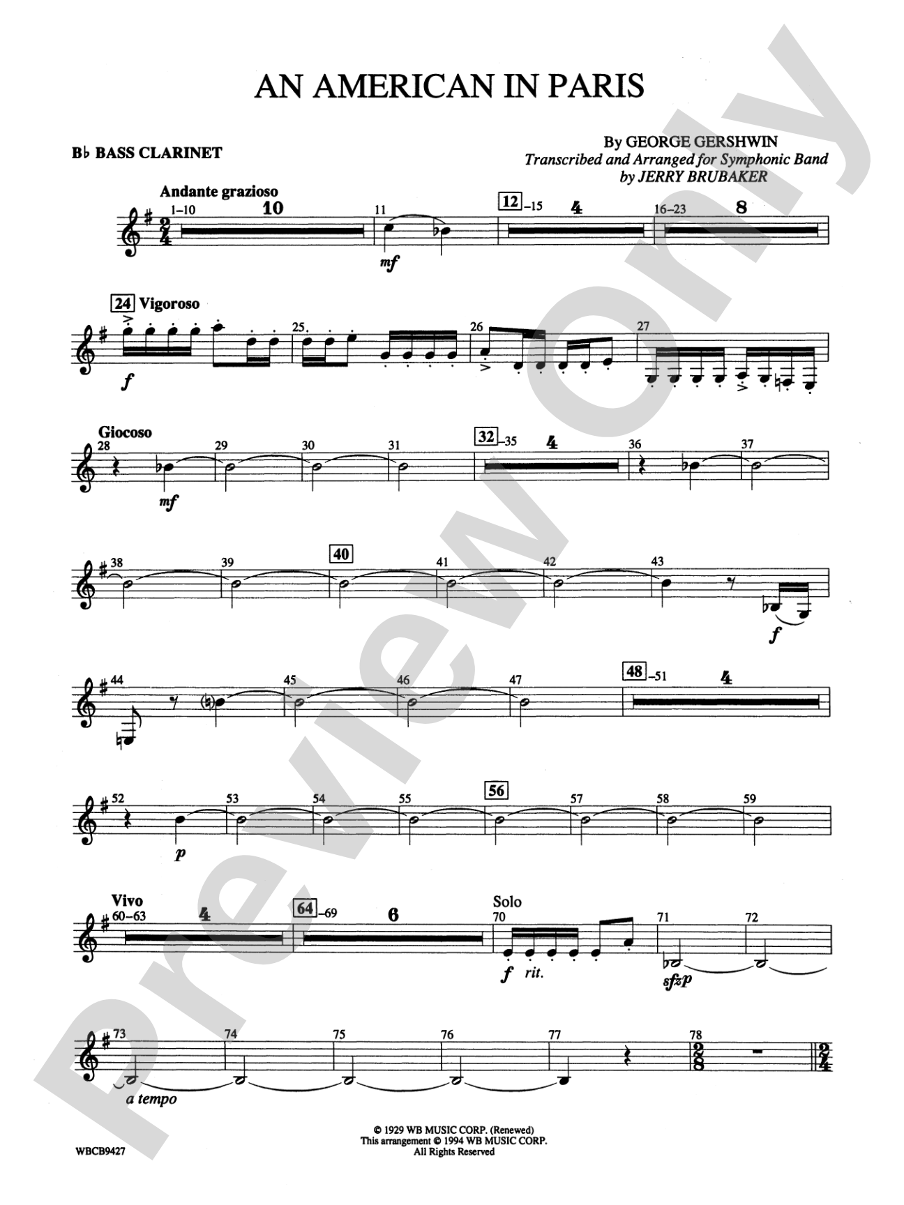 An American in Paris: B-flat Bass Clarinet