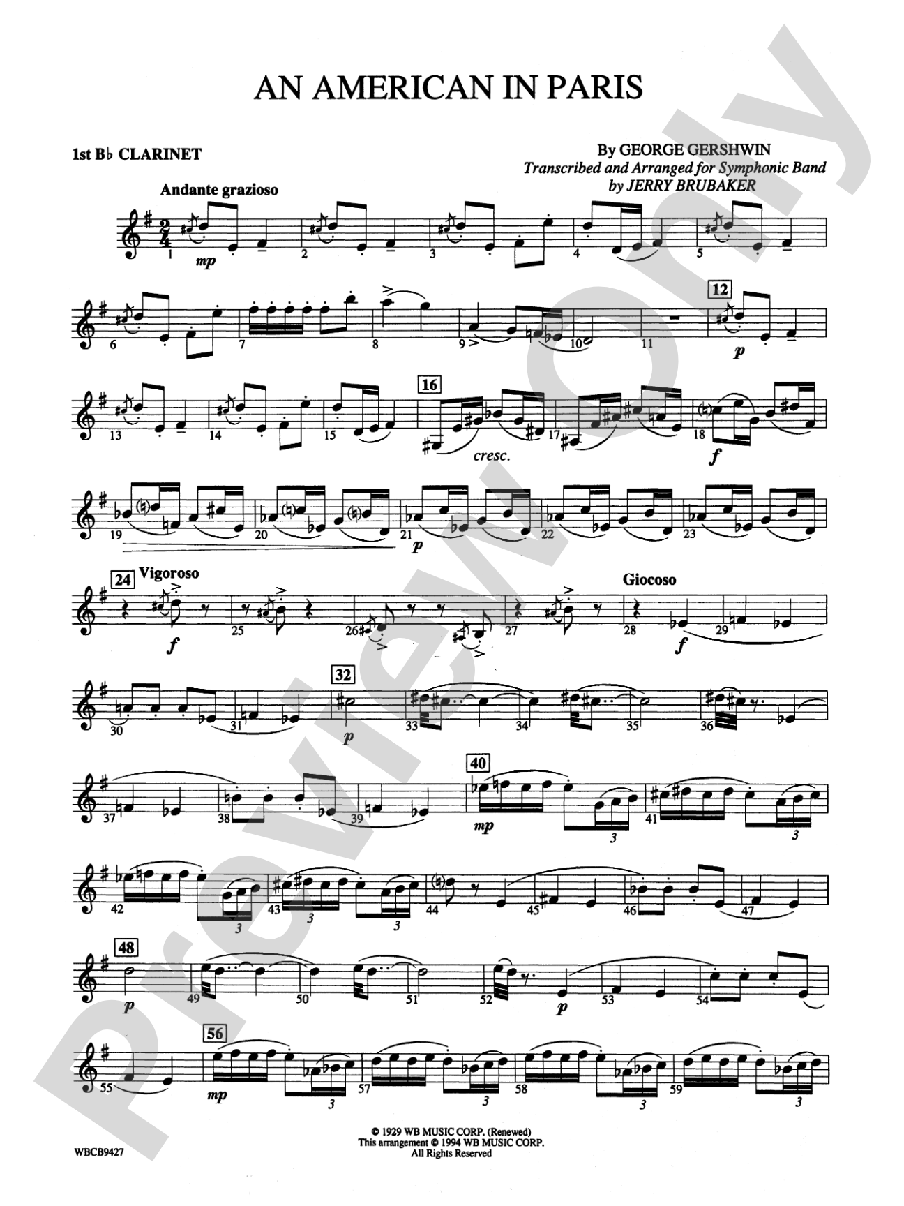 An American in Paris: 1st B-flat Clarinet