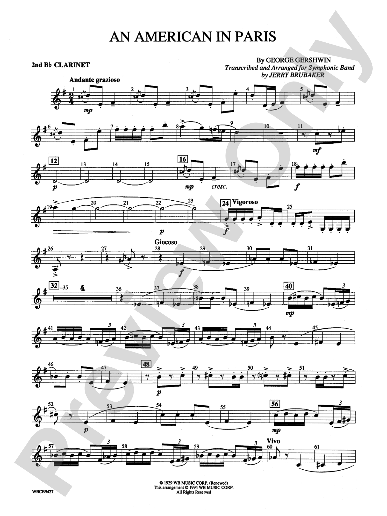 An American in Paris: 2nd B-flat Clarinet