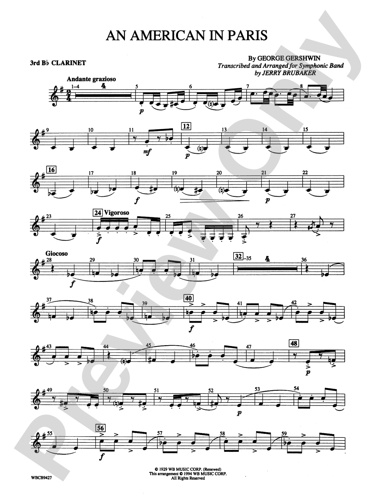 An American in Paris: 3rd B-flat Clarinet