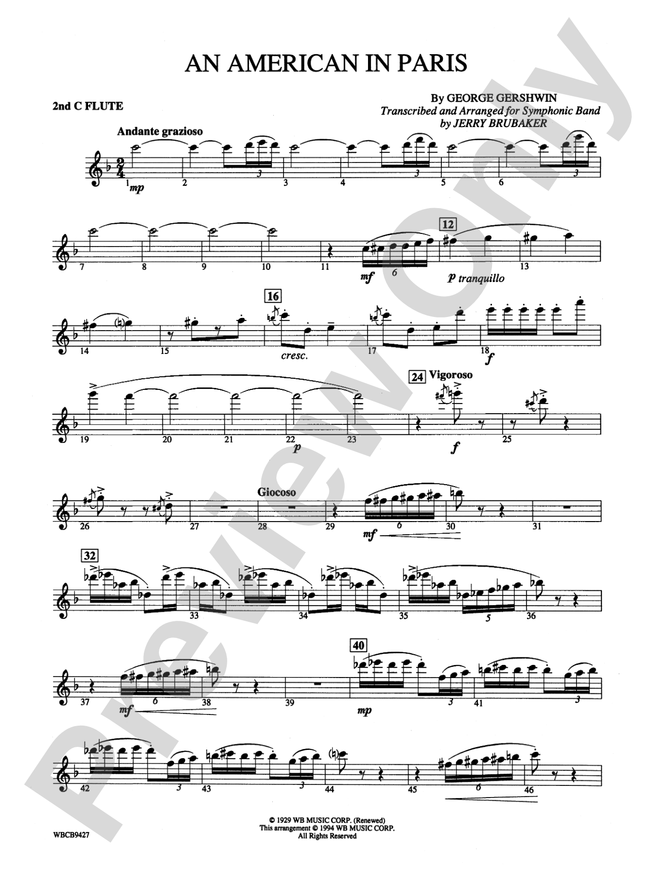 An American in Paris: 2nd Flute