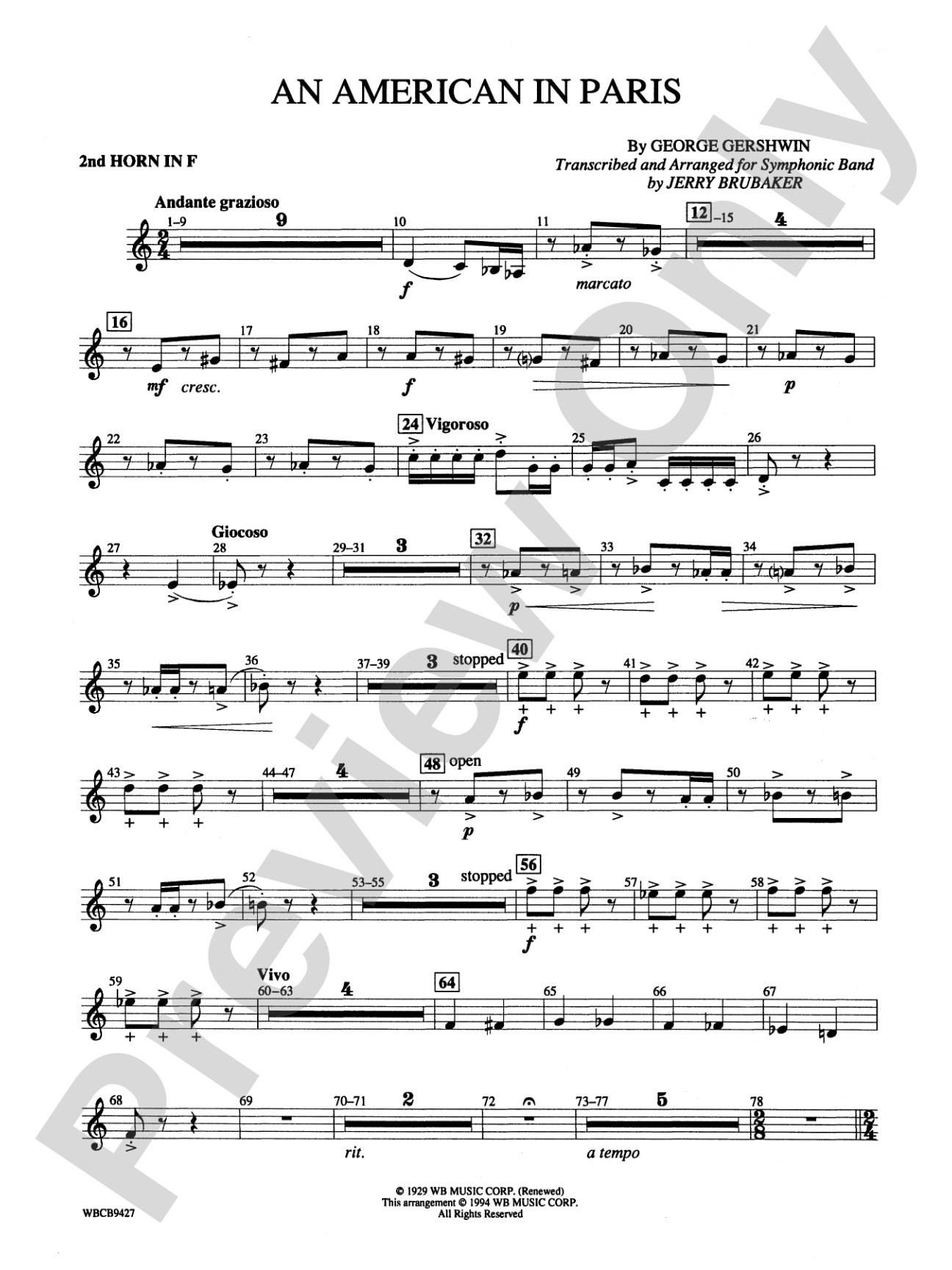An American in Paris: 2nd F Horn