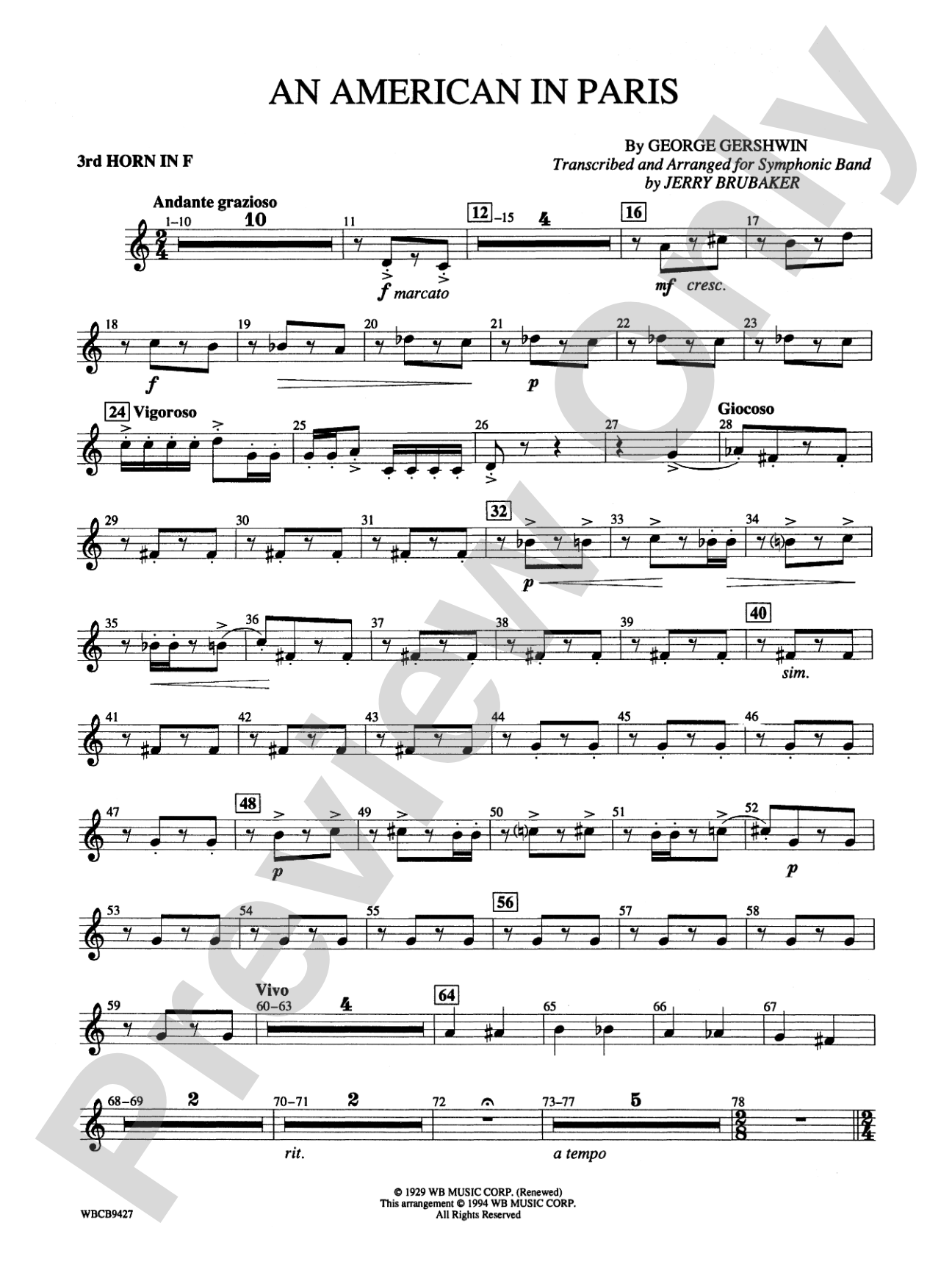An American in Paris: 3rd F Horn