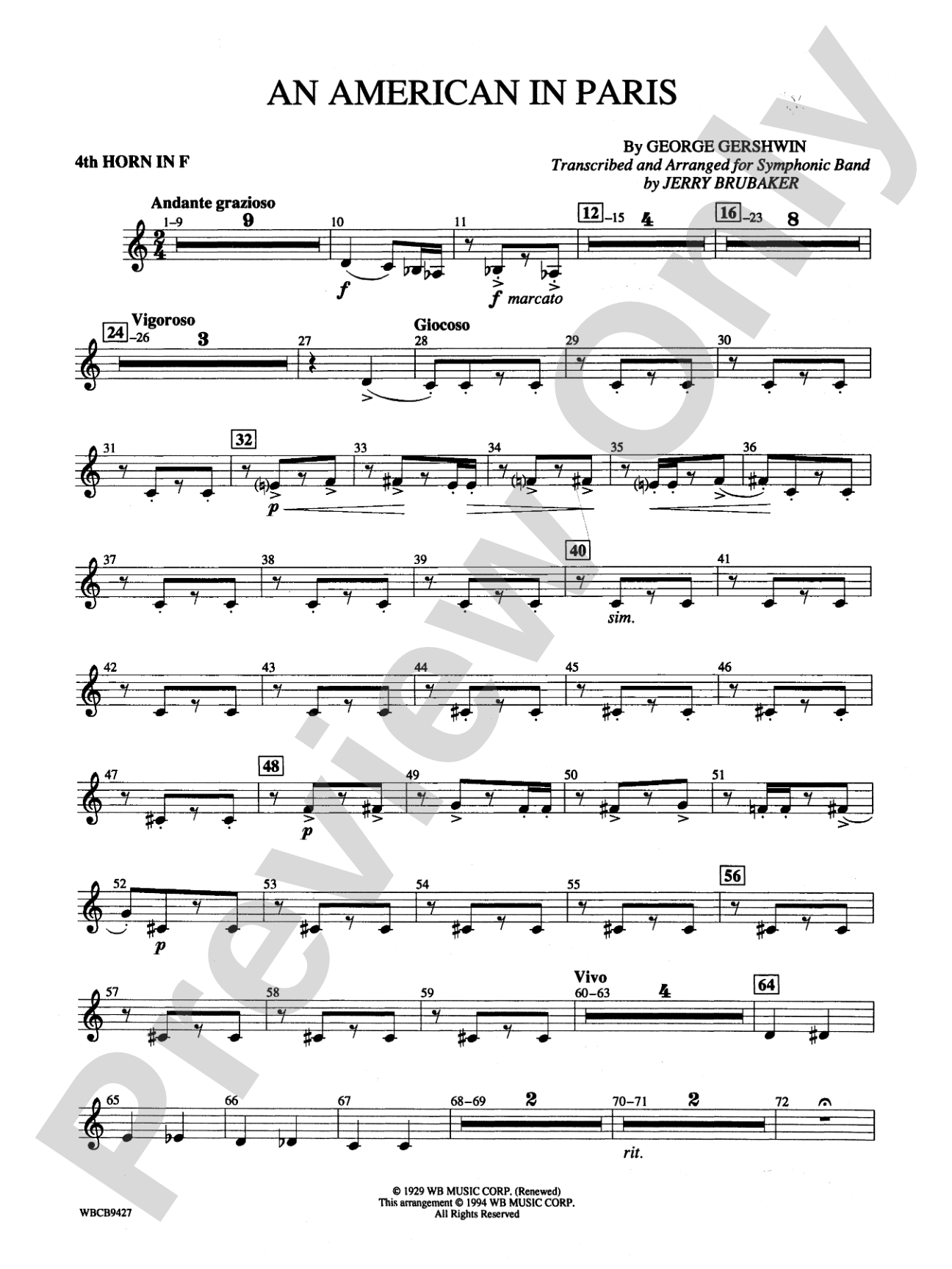 An American in Paris: 4th F Horn