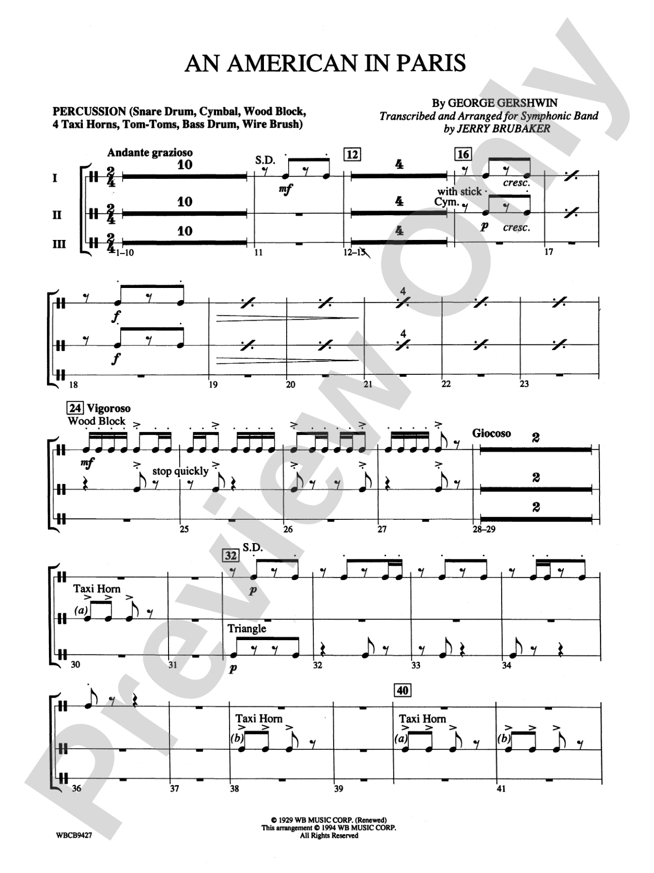 An American in Paris: 1st Percussion