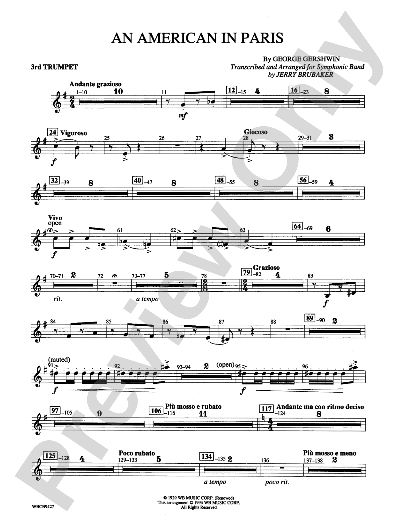 An American in Paris: 3rd B-flat Trumpet