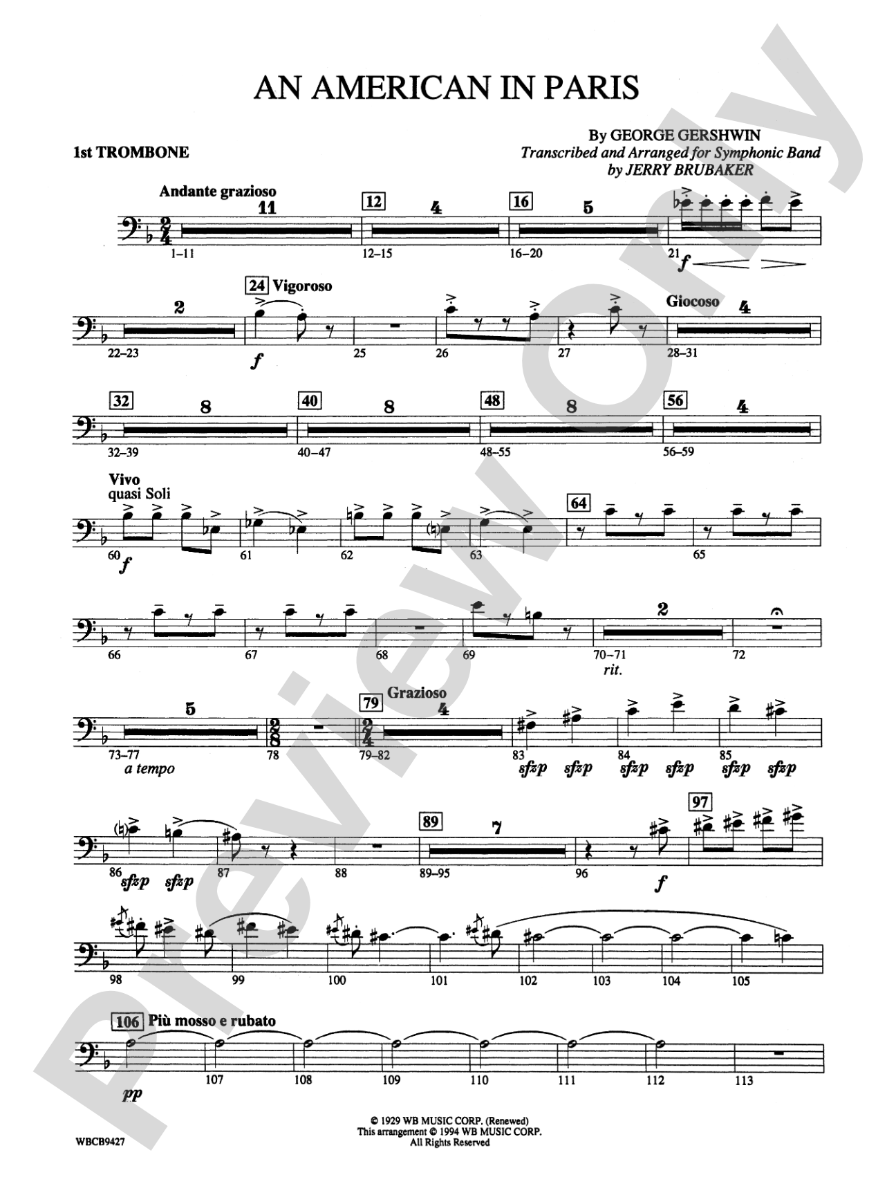 An American in Paris: 1st Trombone