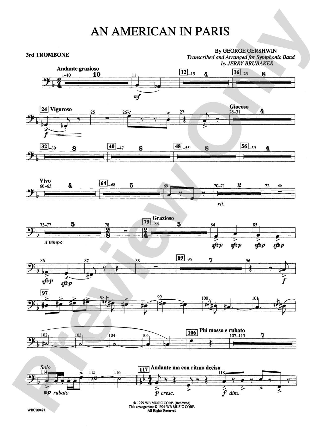 An American in Paris: 3rd Trombone