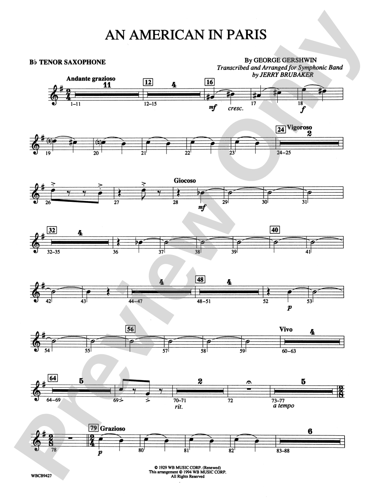 An American in Paris: B-flat Tenor Saxophone