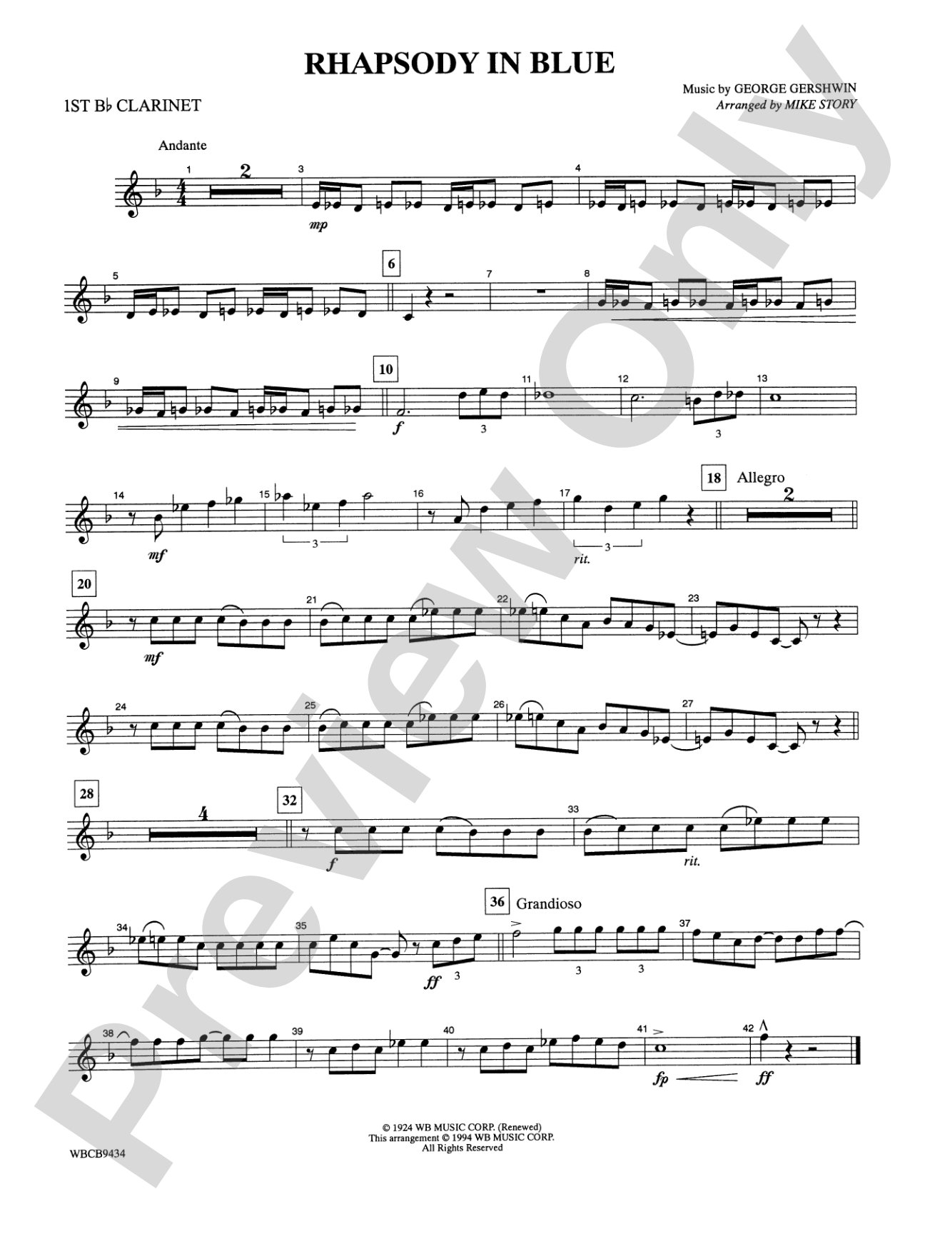 Rhapsody in Blue™: 1st B-flat Clarinet