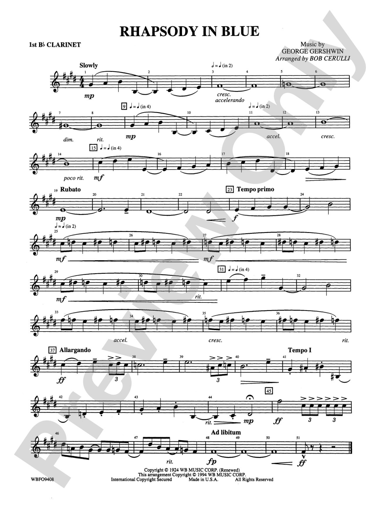 Rhapsody in Blue: 1st B-flat Clarinet